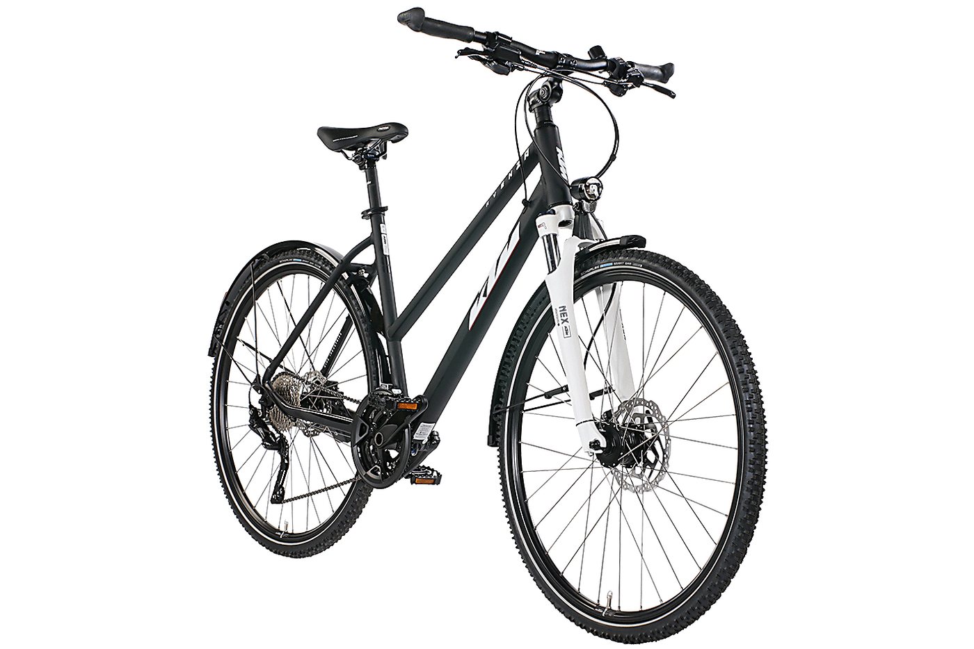 Thumbnail - KTM Crossrad KTM Avenza Cross Street Damen schwarz(weiß/berry) 2024, 27 Gang Shimano Deore T6000-10 SGS shadow, Kettensc...
