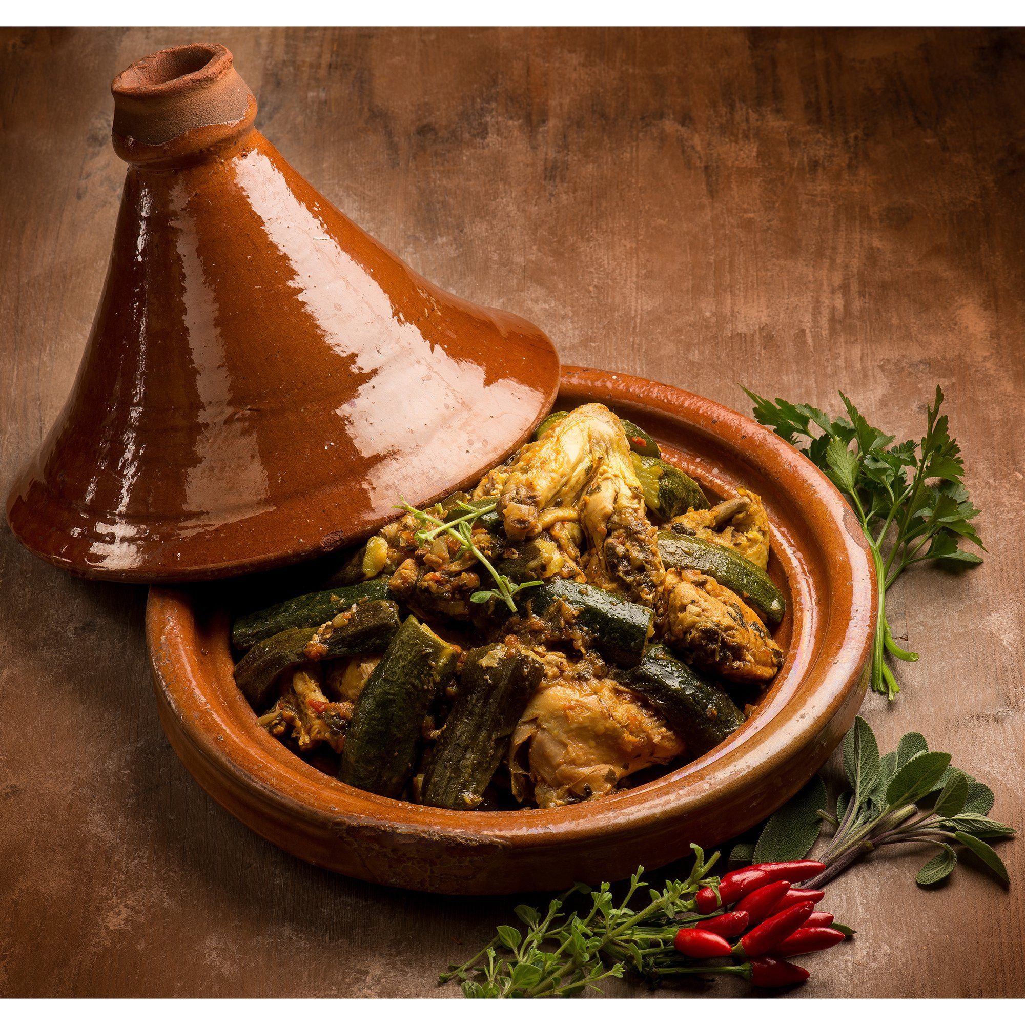 Annastore Dampfgartopf Tajine aus Ton Ø 27 cm für 4-5 Personen - Marokkanische Tagine, Schmortopf