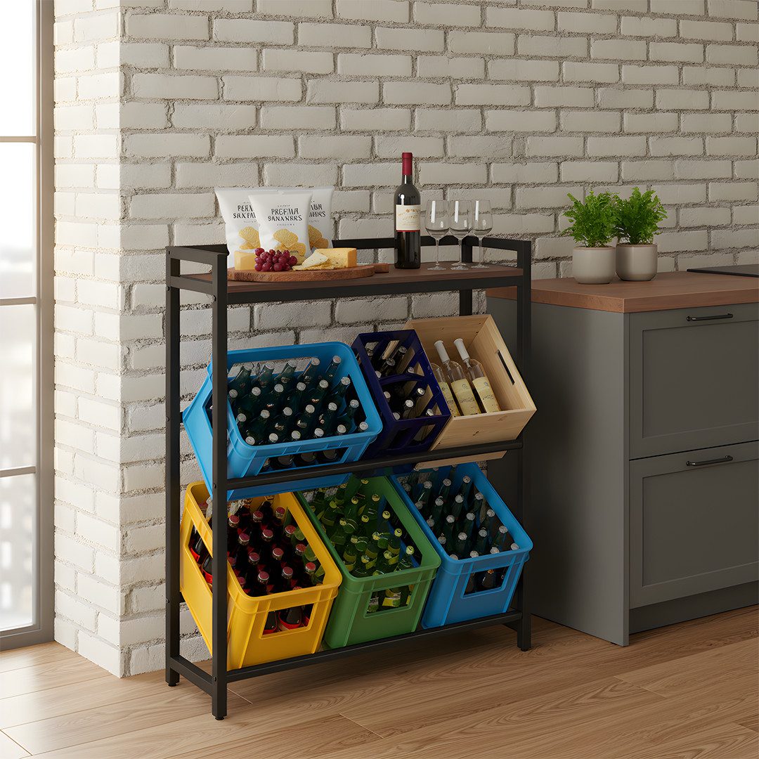 STEELSØN Flaschenregal Astris mit Ablage, Platz für 6 Getränkekisten, mit b günstig online kaufen