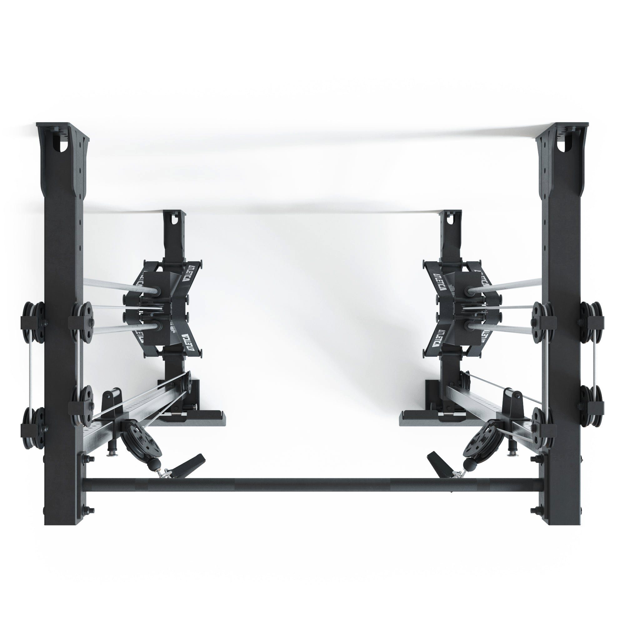 Double ATLETICA Power Wall Stack Cable Mounted Cross, Rack Mit kg R8-Nitro 2x90