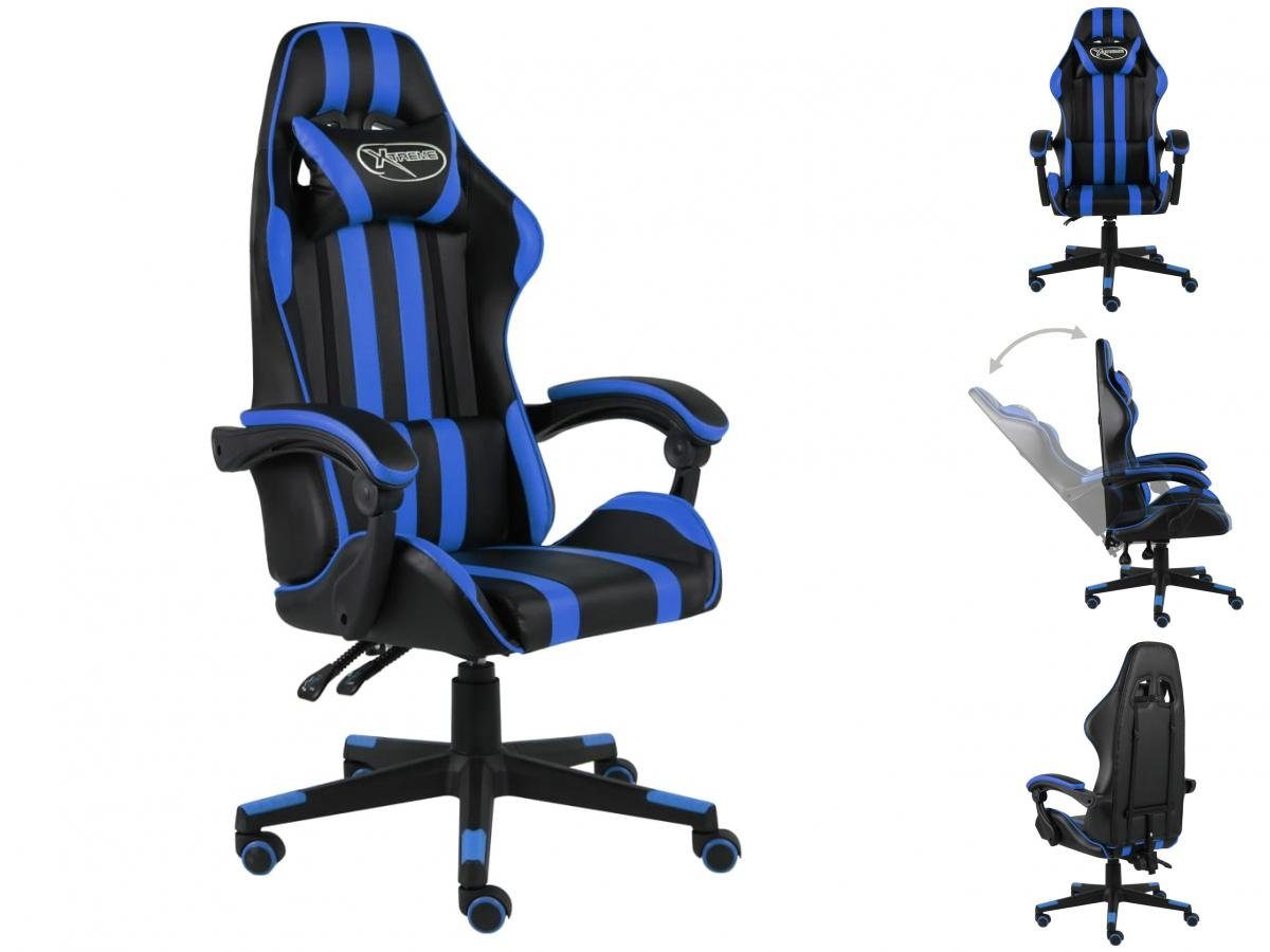 vidaXL Bürostuhl Gaming-Stuhl Schwarz und Blau Kunstleder