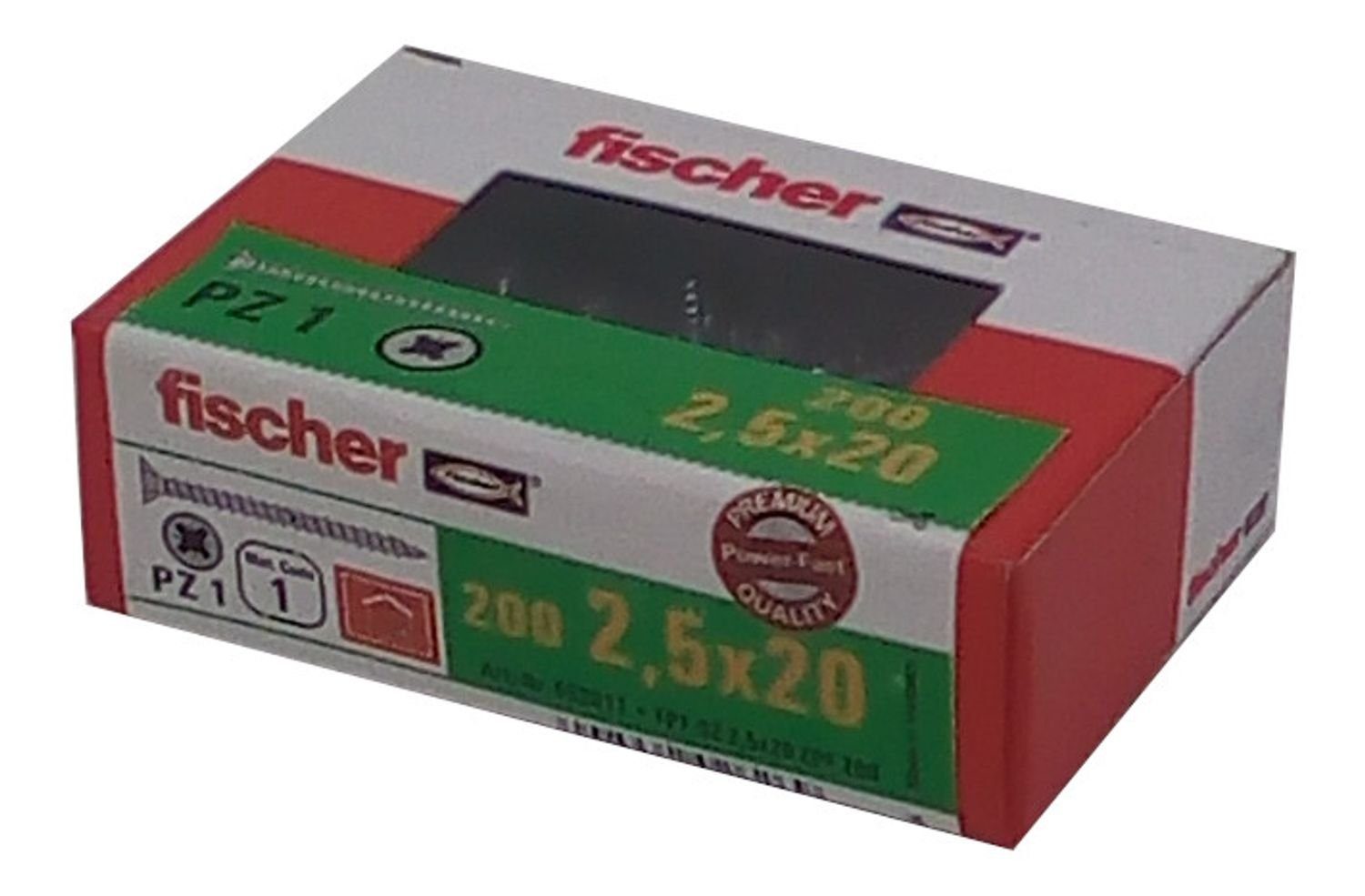 Fischer Befestigungstechnik Schraube 200x fischer Spanplattenschrauben 2,5x20 PZ1 Holzschrauben verzinkt Vo, (200 St)