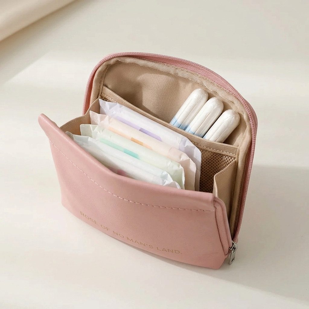 H-basics Kosmetiktasche Tampon Binden Etui 13x13 cm Rosa Snap-Verschluss – Bild 5 von 5