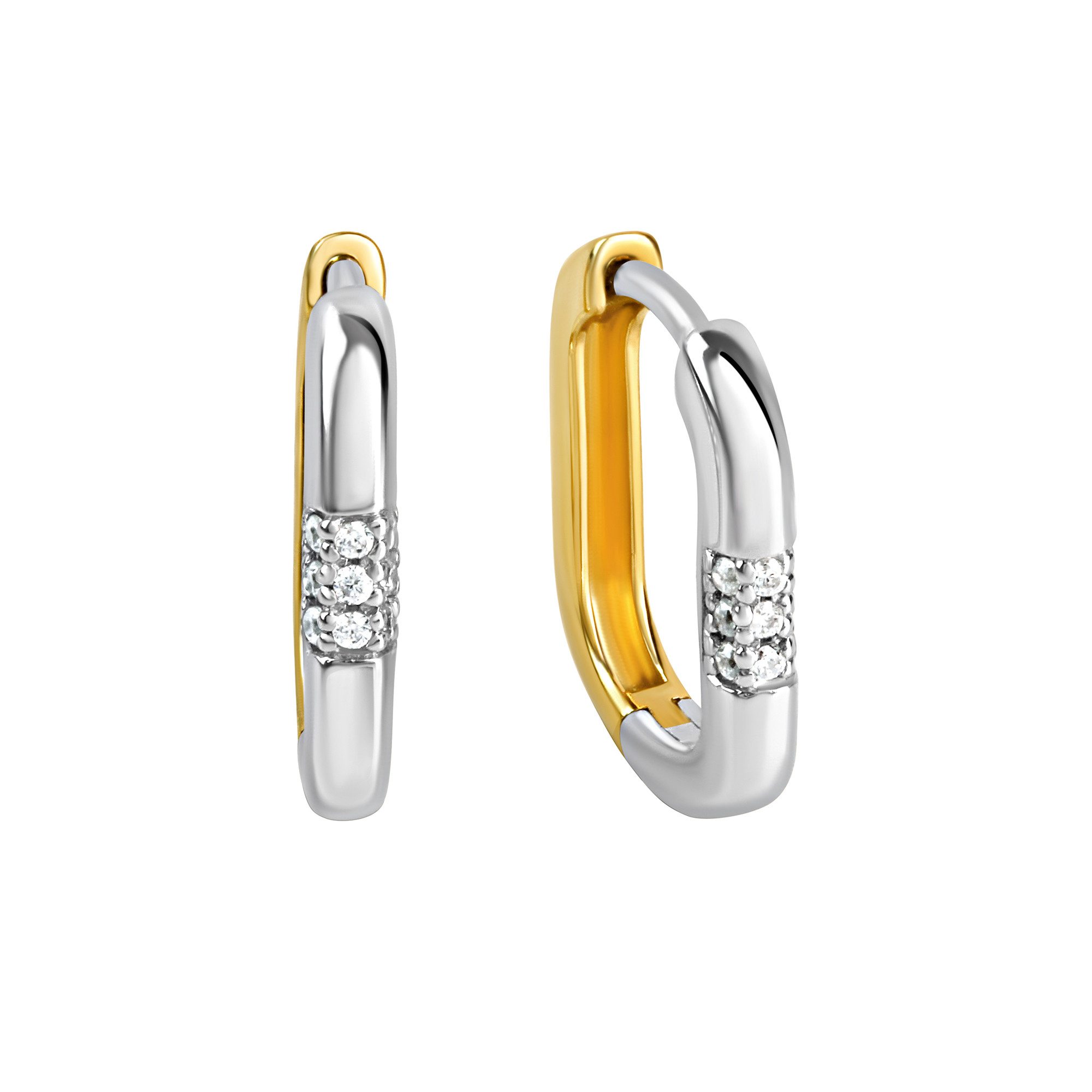 Paar Creolen 925/- Sterling Silber rhodiniert und vergoldet Zirkonia
