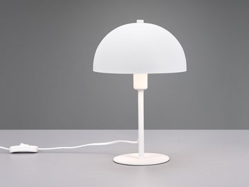 meineWunschleuchte LED Nachttischlampe, Dimmfunktion, LED wechselbar, Warmweiß, kleine Pilz-lampe dimmbar mit Lampenschirm Pilzform Weiß, Höhe 30cm