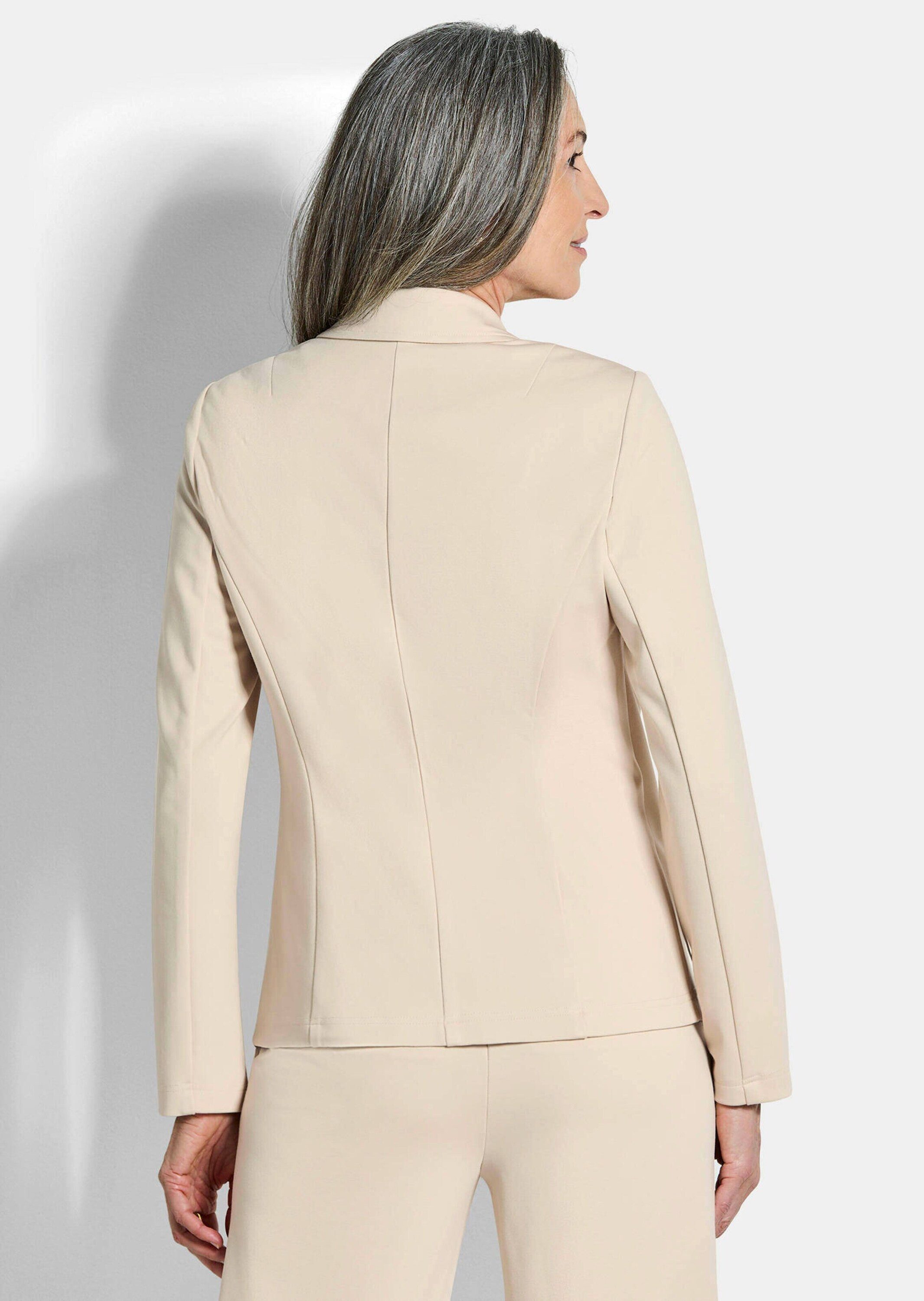 GOLDNER Jerseyblazer Viskoseblazer mit Reverskragen Kurzblazer mit Leistentaschen, Knopfverschluss und Langarm