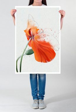 Sinus Art Poster 60x90cm Poster Orange Mohnblumen im Splash Art Stil