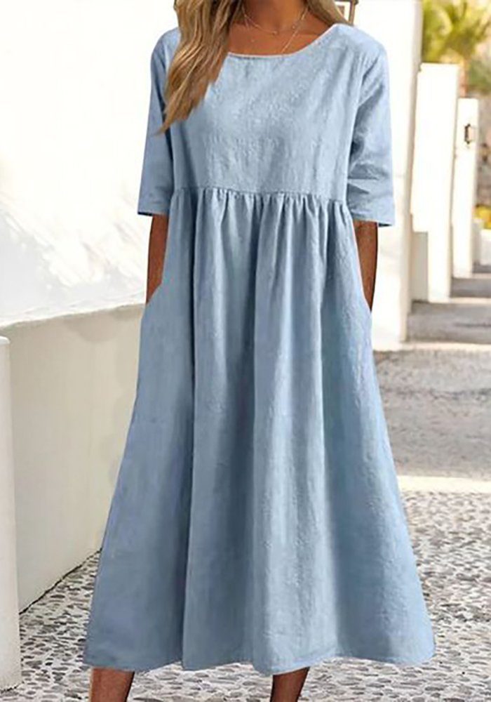 Babarella Strandkleid DMKL-26 Baumwolle Sommerkleid Strandmode Damen Kleid Blau