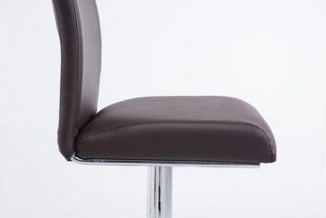 TPFLiving Barhocker Kölle (mit Rückenlehne - höhenverstellbar - Hocker für Theke & Küche), 360° drehbar - chromfarbener Stahl - Sitzfläche: Kunstleder Braun