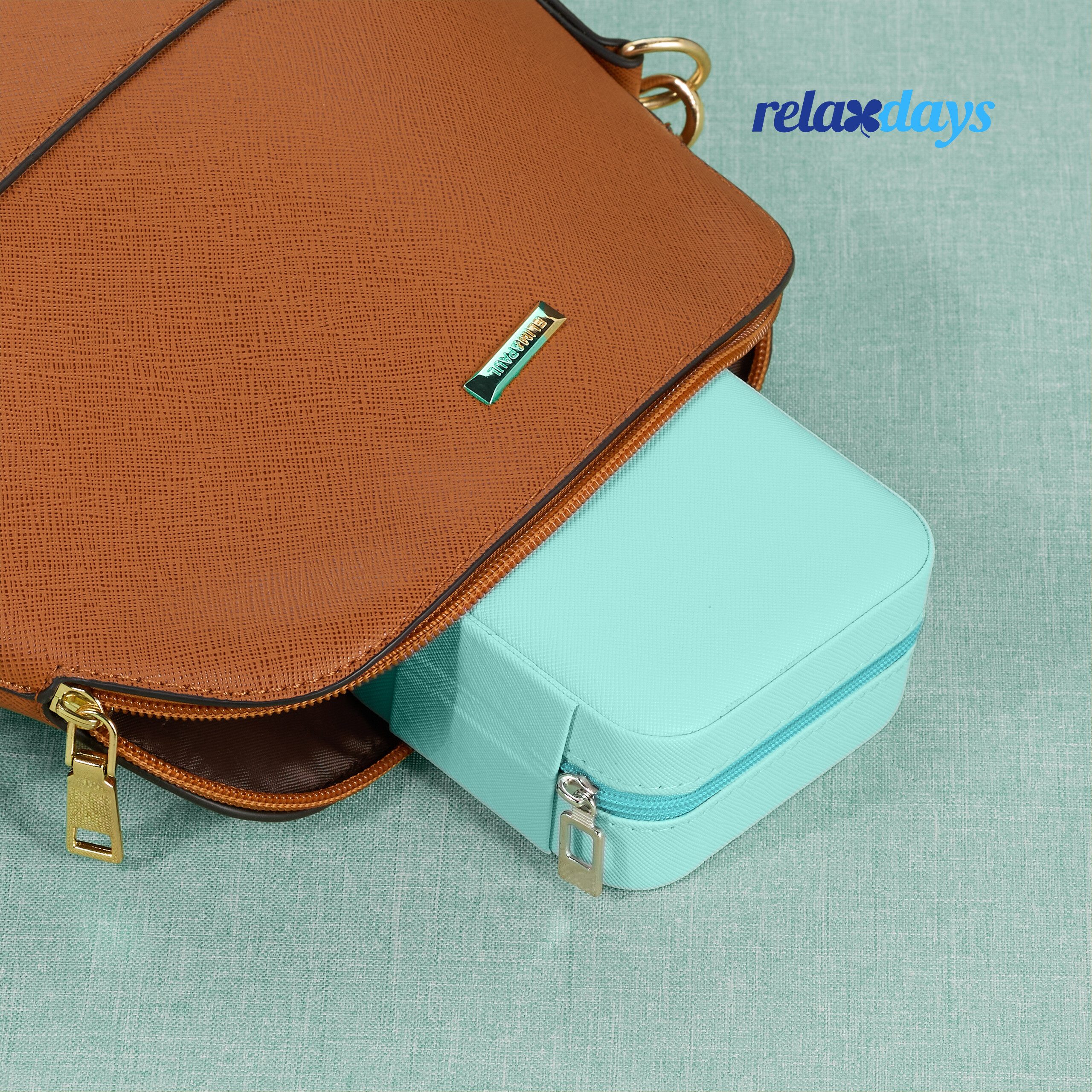 relaxdays Schmuckkasten Schmuckkästchen für Reisen, Türkis günstig online kaufen