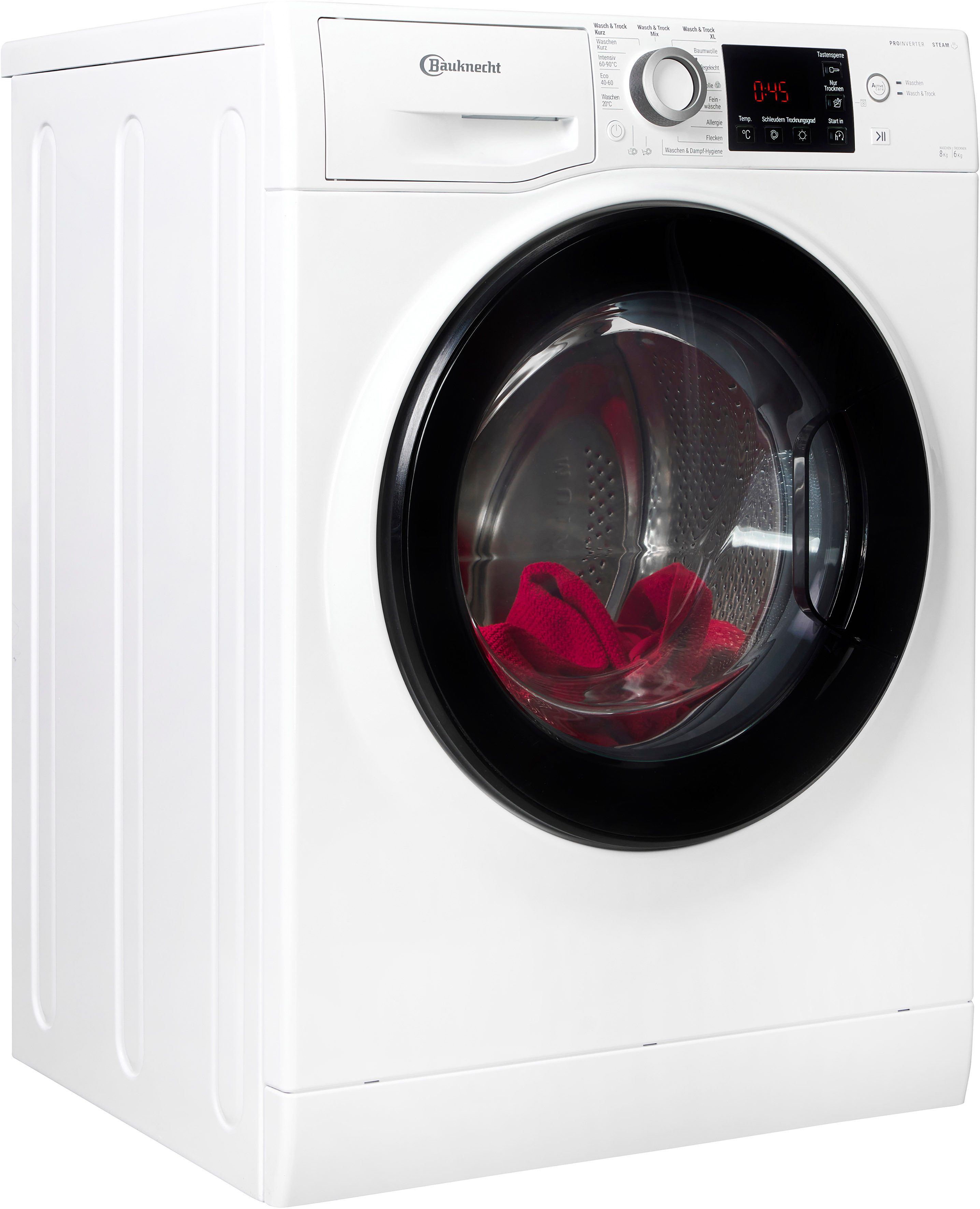 BAUKNECHT Waschtrockner WT Super Eco 8614 C, 8 kg, 6 kg, 1400 U/min, Flecken 20°C – entfernt mehr als 100 Flecken, ganz ohne Vorbehandlung
