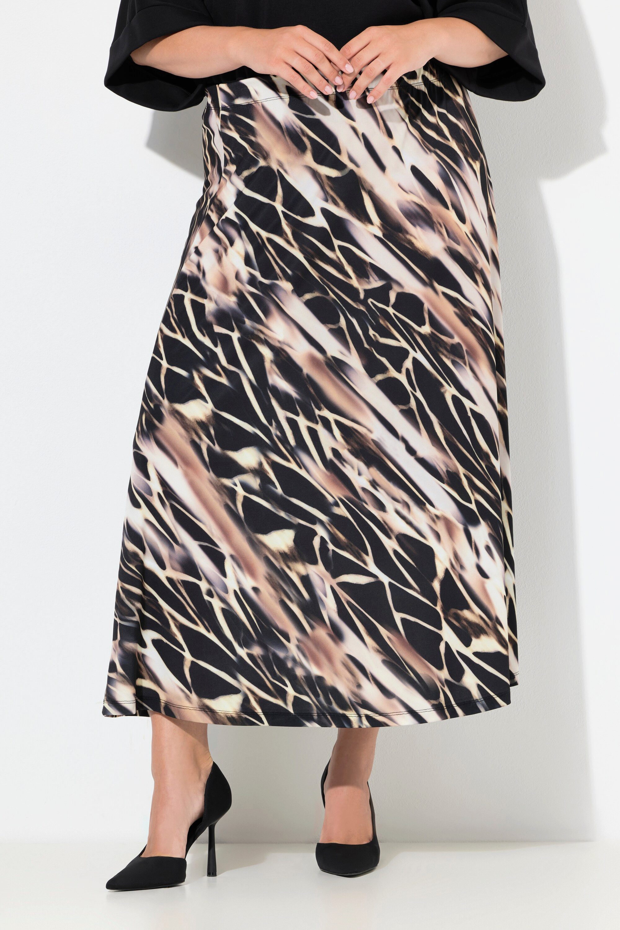 Ulla Popken Maxirock Maxirock Animalmuster A-Linie Elastikbund