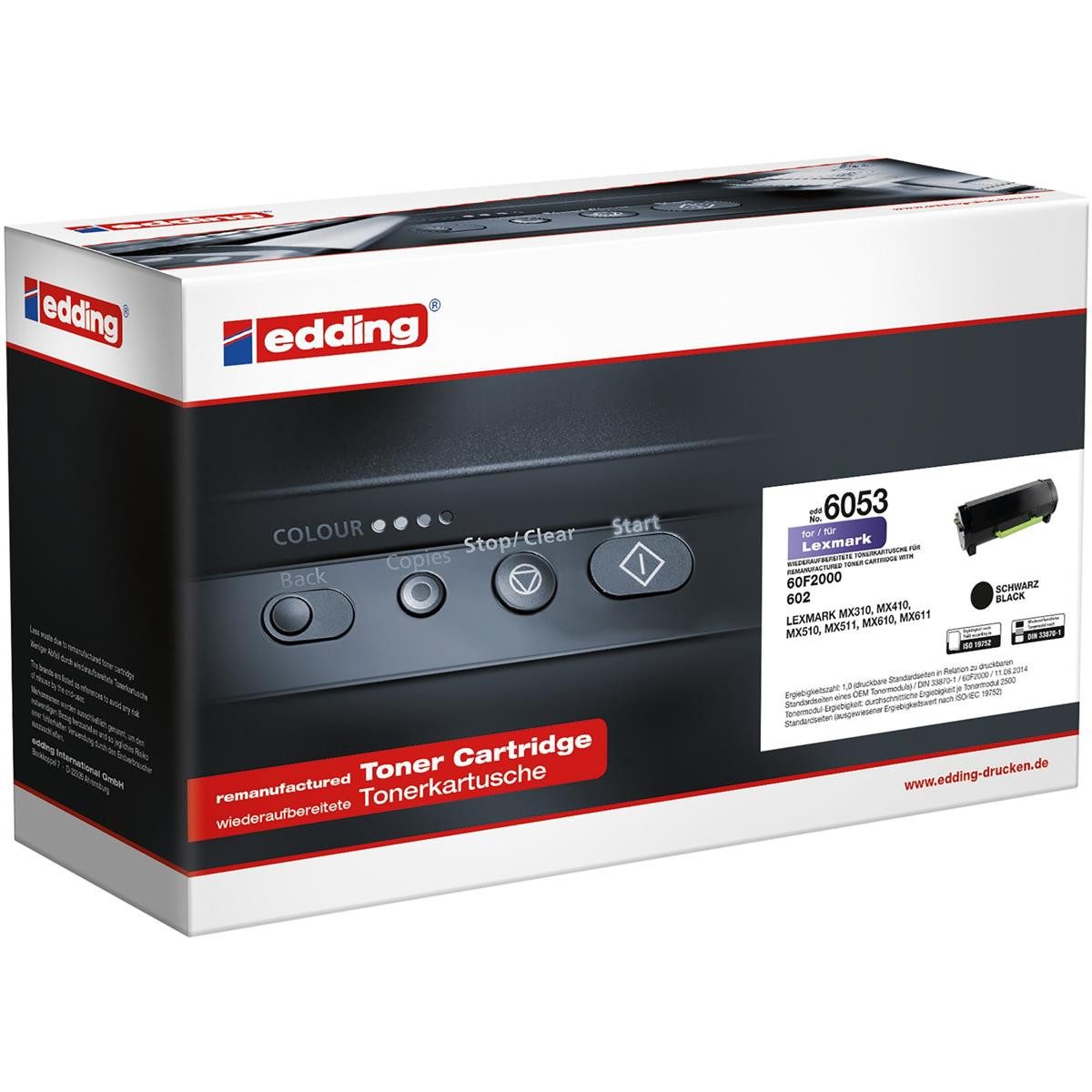 edding Tonerkartusche edding EDD-6053 schwarz Toner kompatibel zu LEXMARK 60F2000