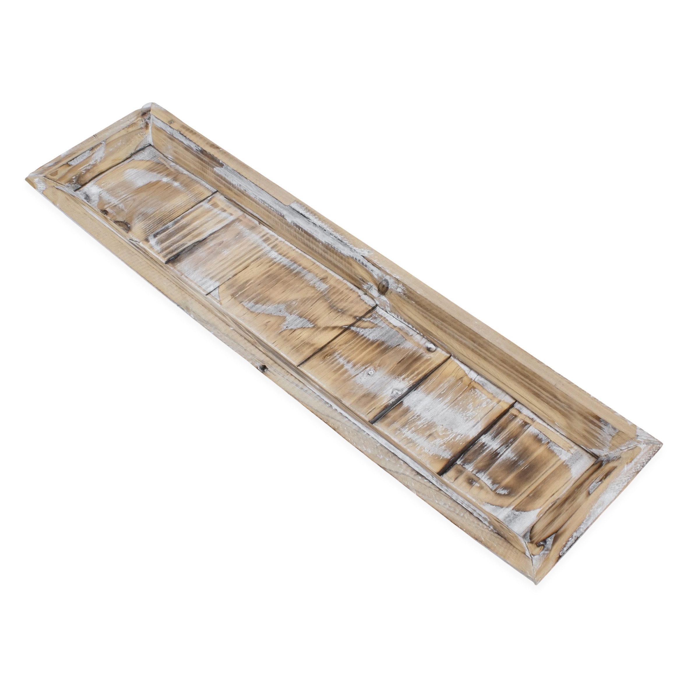 Spetebo Kerzentablett XL Holztablett shabby weiß - 60 x 16 cm (Anzahl, 1 St., Stück), mit erhöhtem Rand