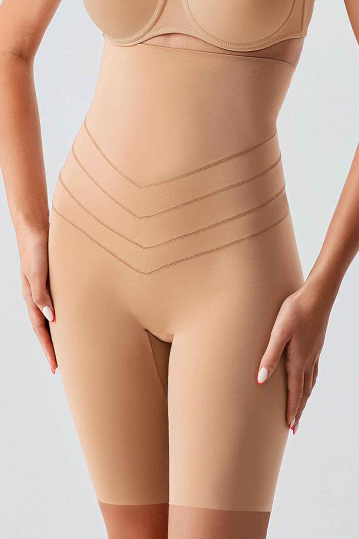 C&CITY Miederbody Hohe Taille Laser Cut Lange Boxer Shapewear – Bild 3 von 5