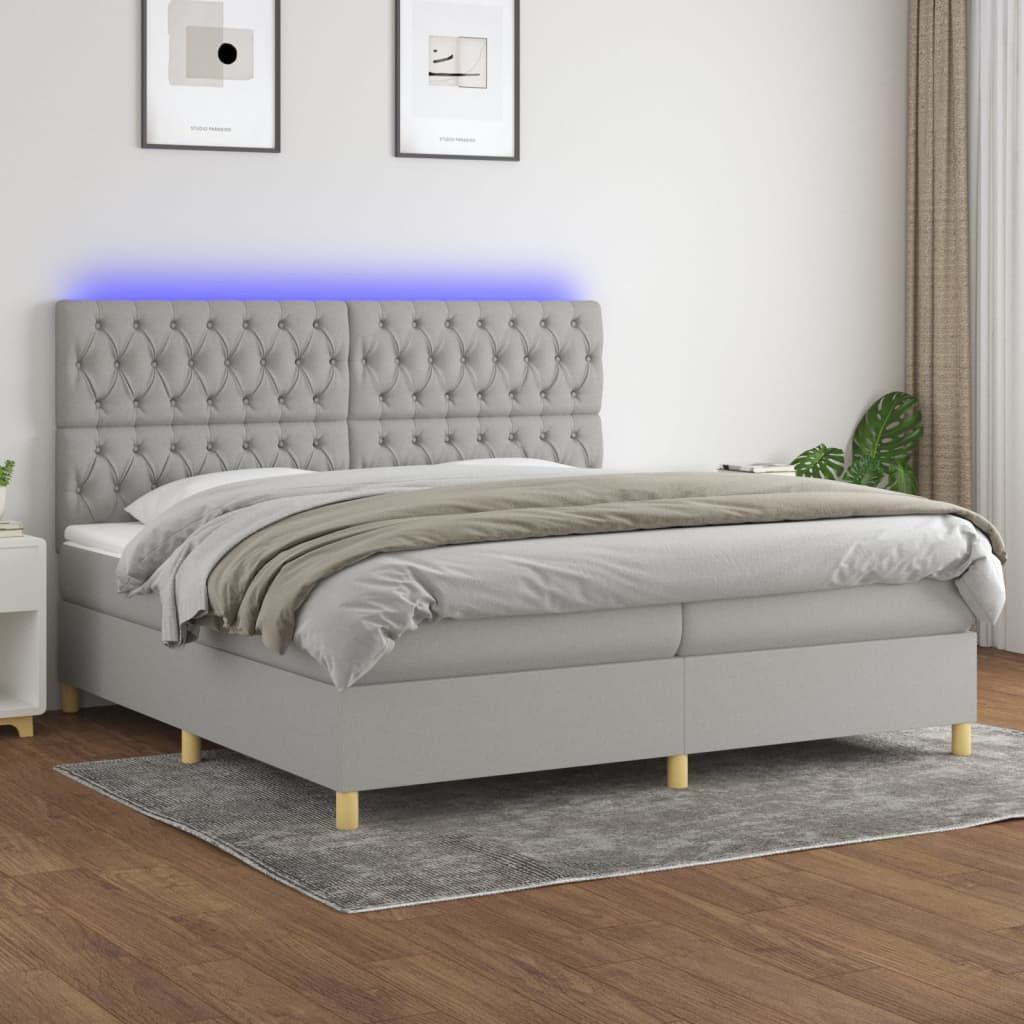vidaXL Boxspringbett Bett Boxspringbett mit Matratze & Topper & LED (200 x günstig online kaufen