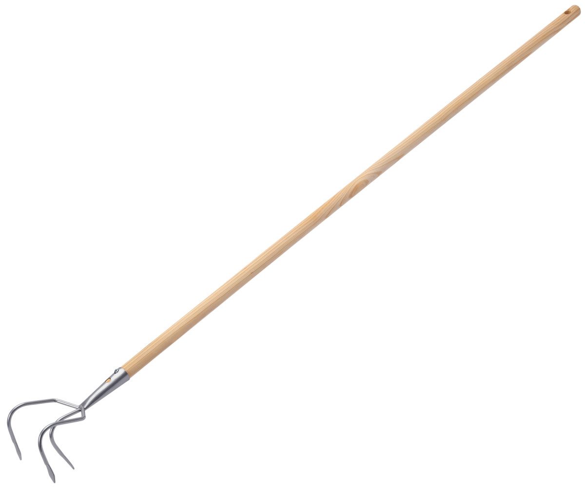 Meister Werkzeuge Gartenhacke Kultivator Gartenkralle verzinkt 3 Zinken 120mm mit Stiel, verzinkt