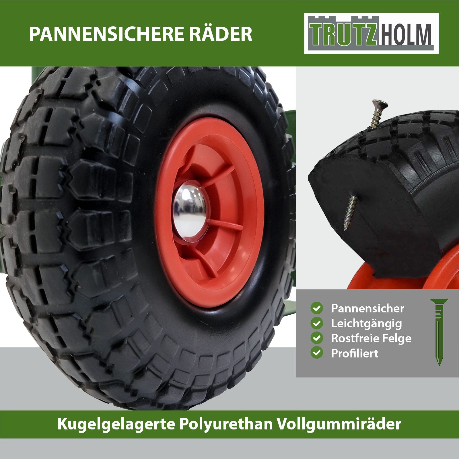 TRUTZHOLM Sackkarre Handkarre Stahl 200 kg 113 cm Höhe große klappbare Ladefläche PU-Räder, Hohe Traglast, robustes Gestell, ergonomische Handgriffe