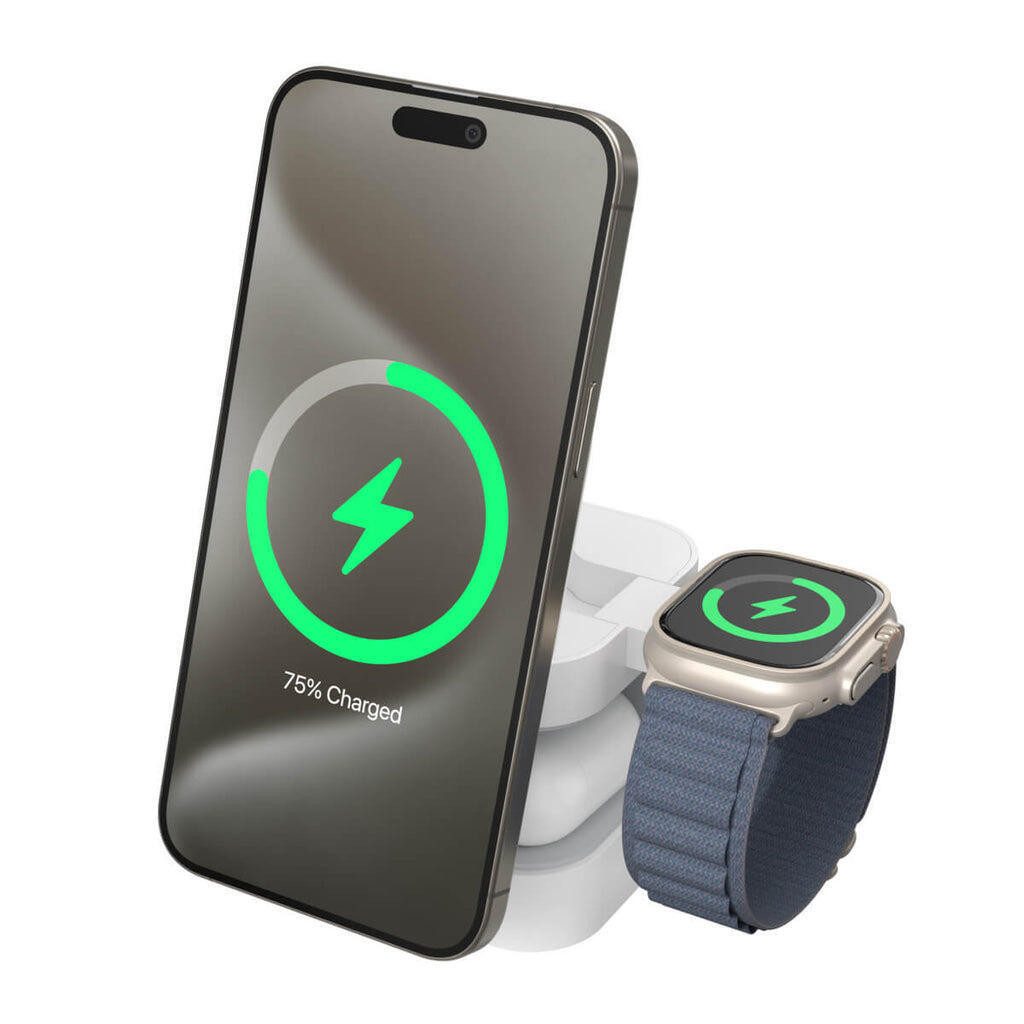 Hyper HyperJuice HJ3320WHGL Qi2 3-in-1 Magnetische Lades Wireless Charger