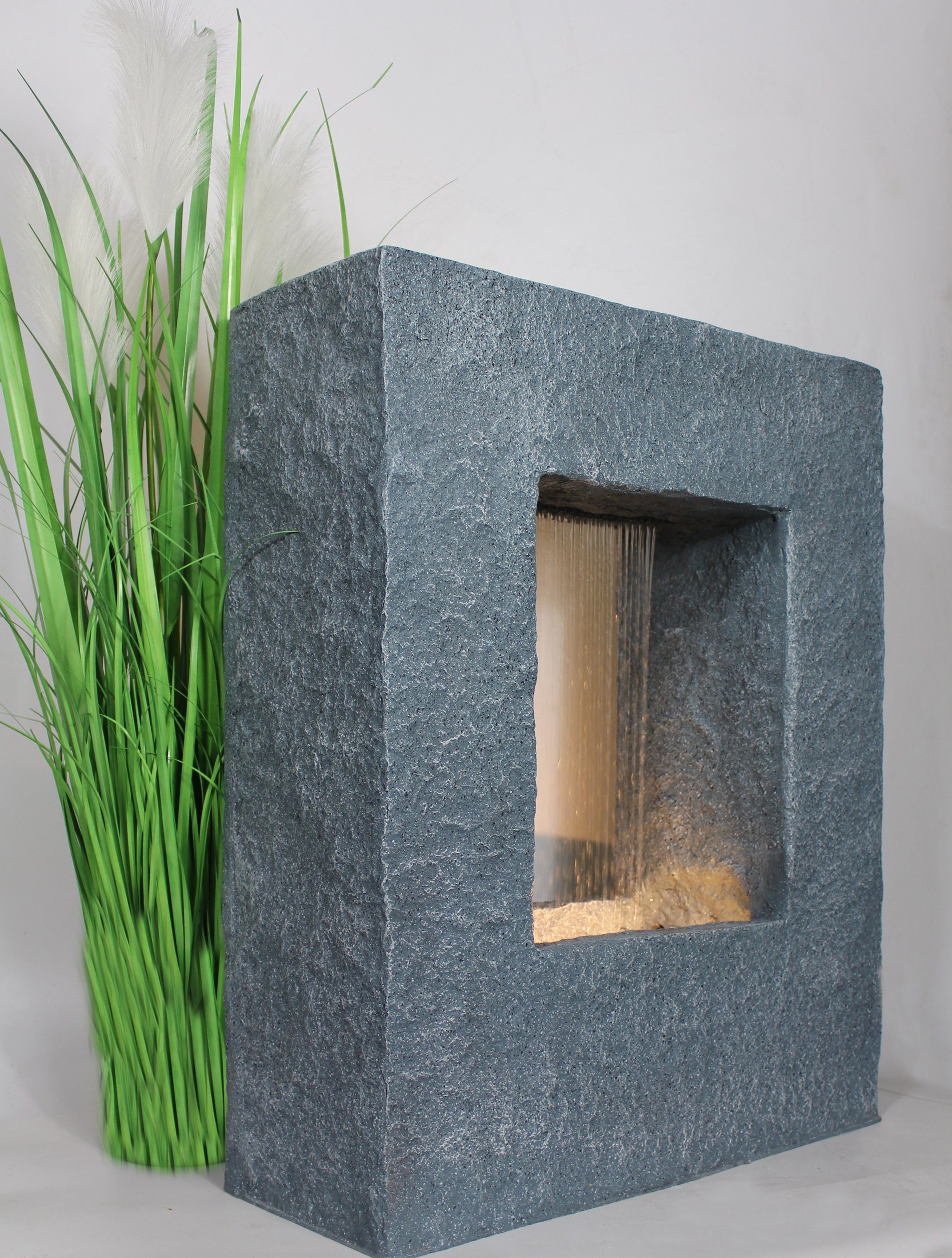 Arnusa Gartenbrunnen Springbrunnen mit LED Beleuchtung Regen Wasserfall Gartendekoration, 65x53 cm für Innen und Außen