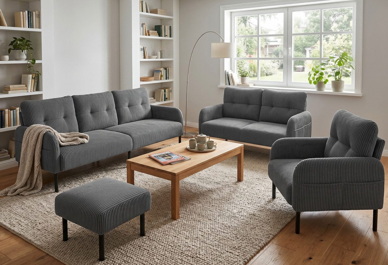LVHOM Sofa Polstergarnitur, Sicher, komfortabel & multifunktional für Familien, 4 Teile