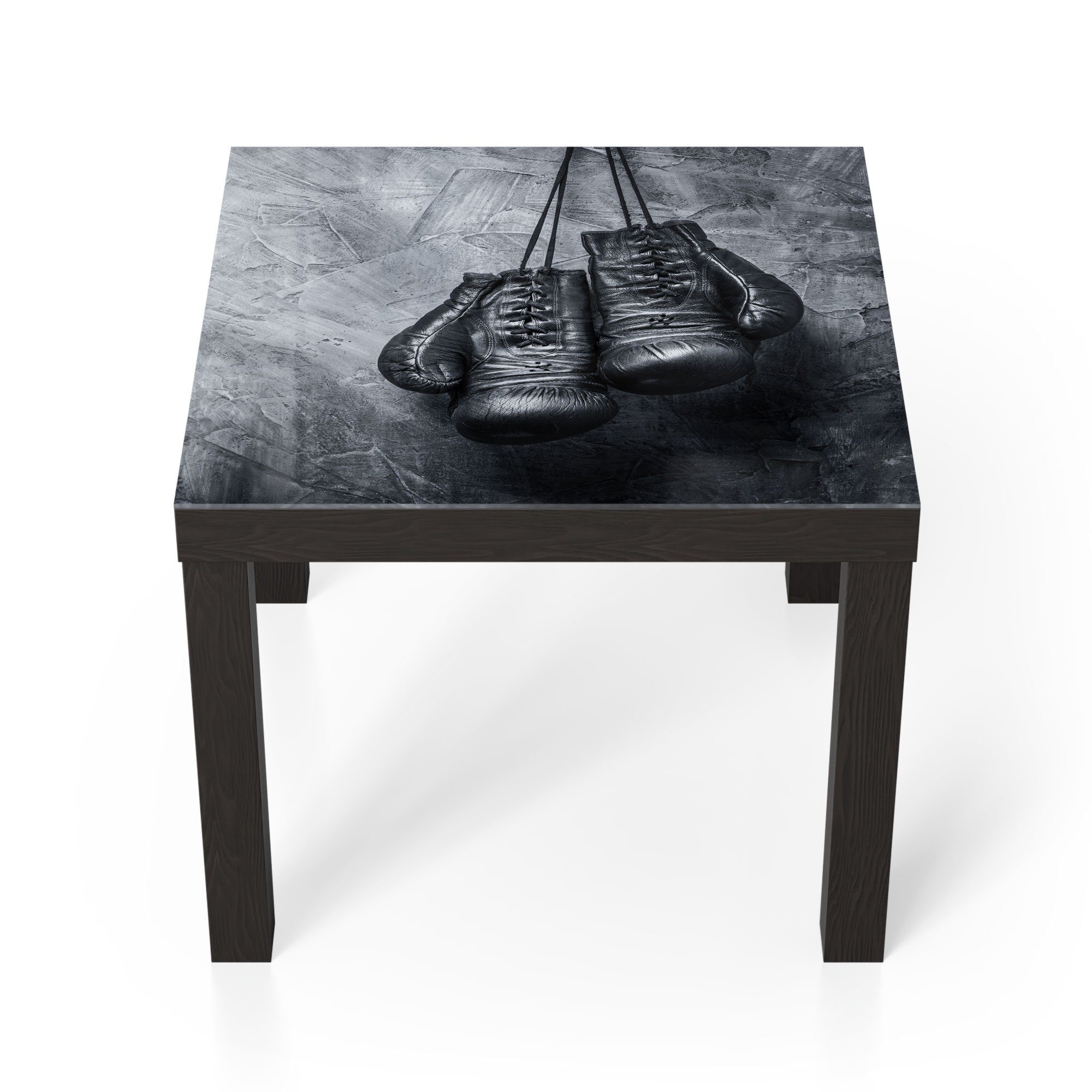 DEQORI Couchtisch 'Antike Boxhandschuhe', Glas Beistelltisch Glastisch modern Schwarz