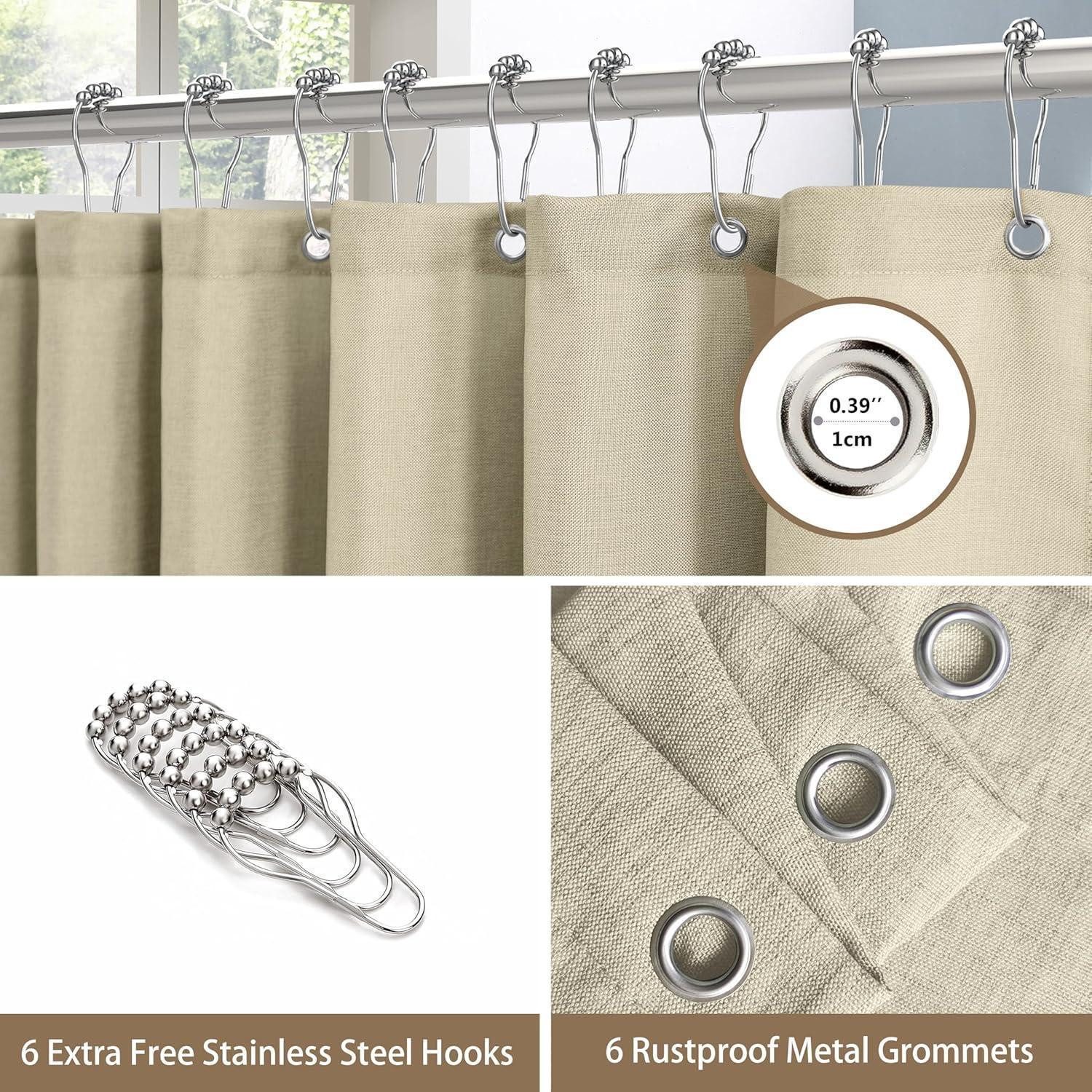 LuxusKollektion Duschvorhang Duschvorhang Leinen Anti-Schimmel Stoff Textil wasserdicht schwer Breite 92 cm – Bild 3 von 5