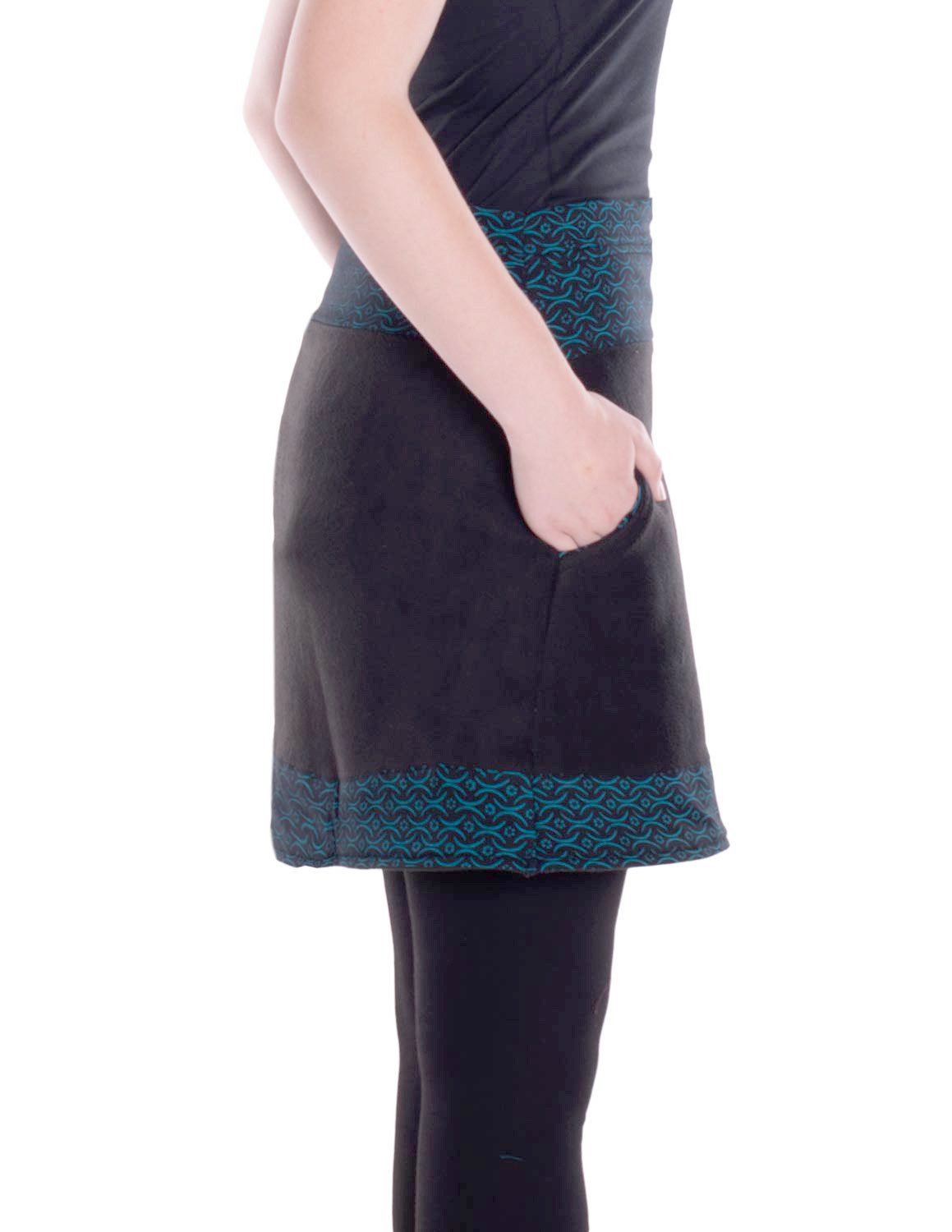 Vishes A-Linien-Rock Thermorock warmer Damen Winterrock kurz Taschenrock aus ECO-Fleece Hippie, Retro, Style, Alternative Bekleidung