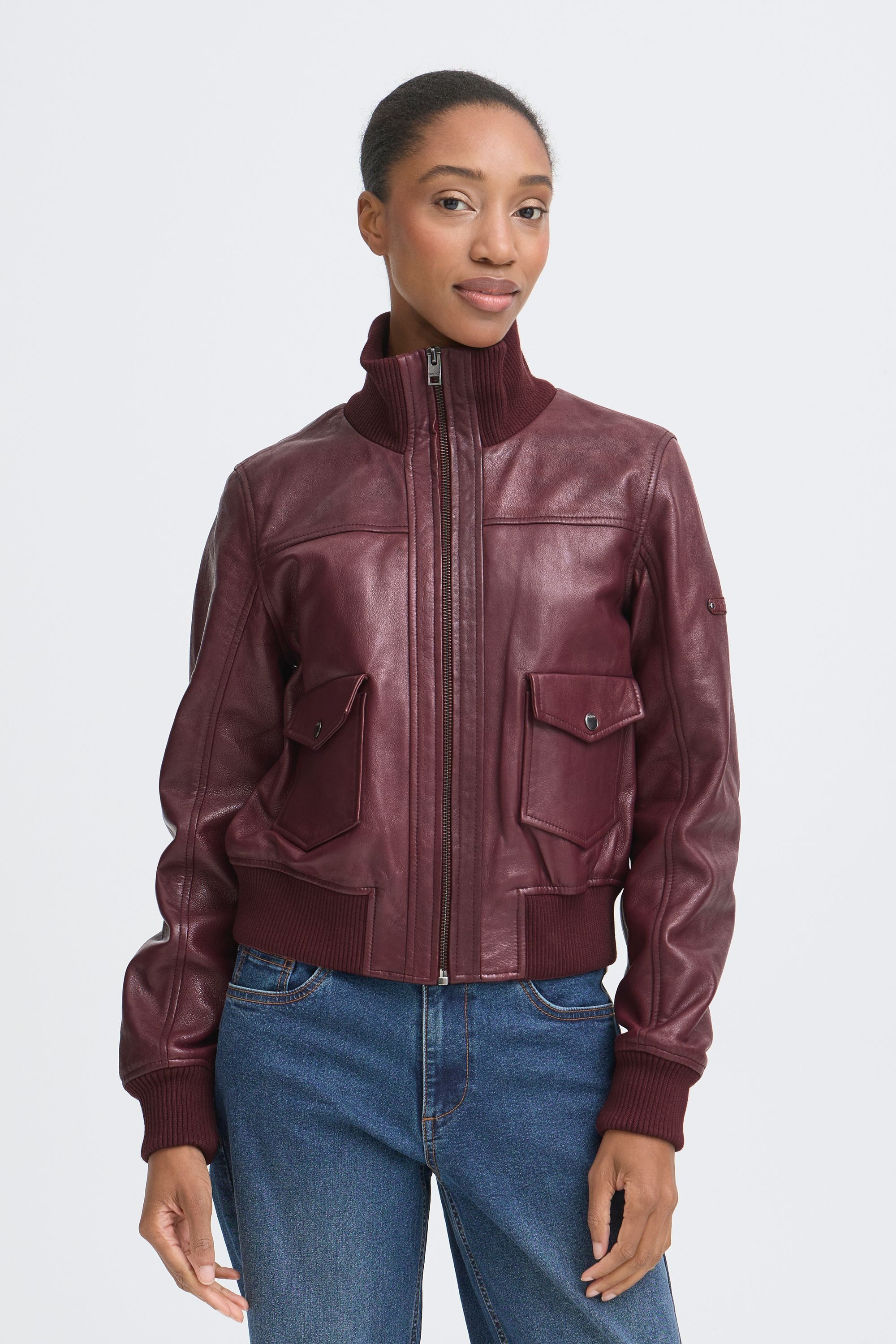 OXMO Lederjacke OXDenny Modische Echtlederjacke im Piloten-Stil