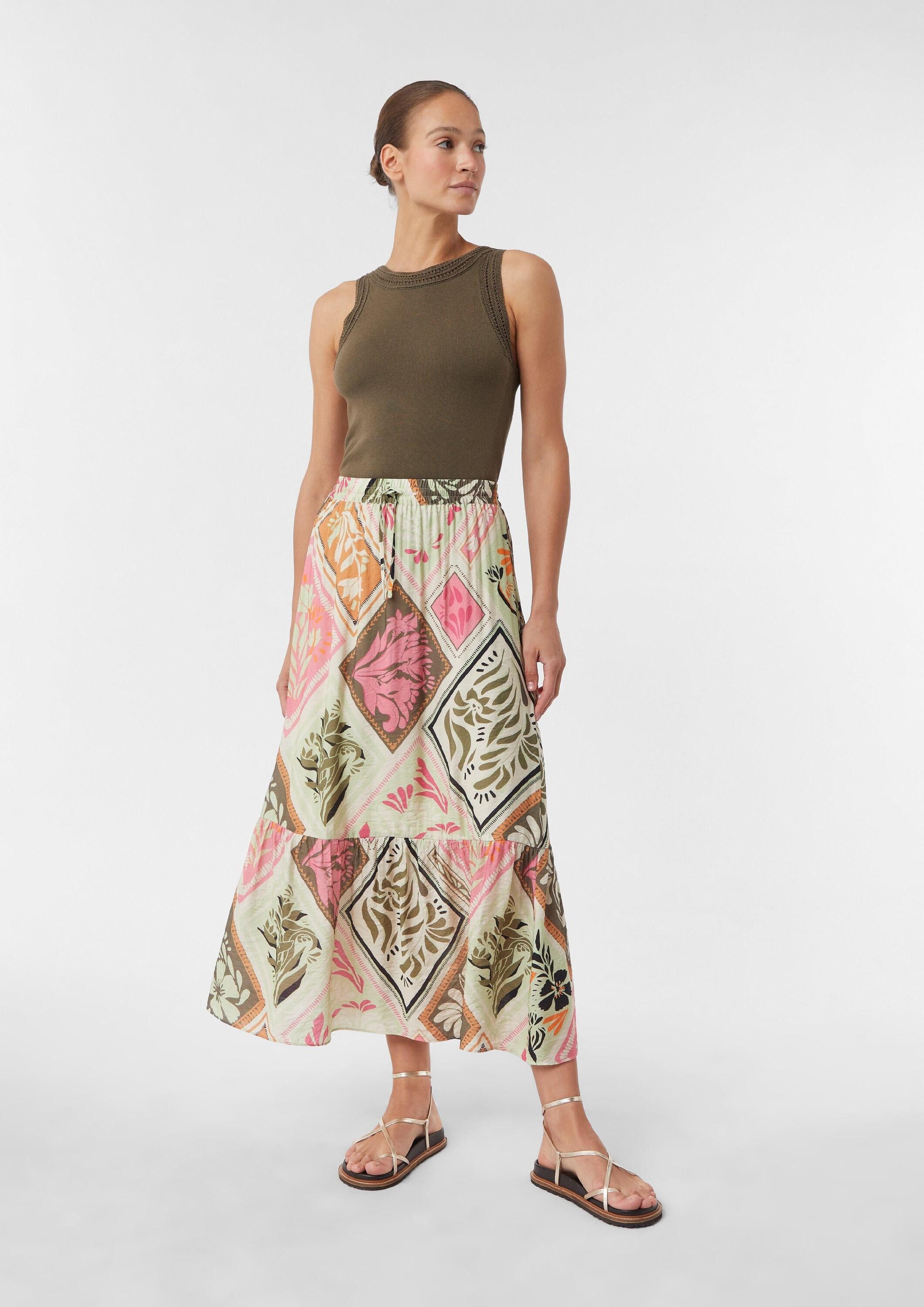 comma Maxirock Rock Maxi-Rock aus Viskose mit All-over-Print günstig online kaufen