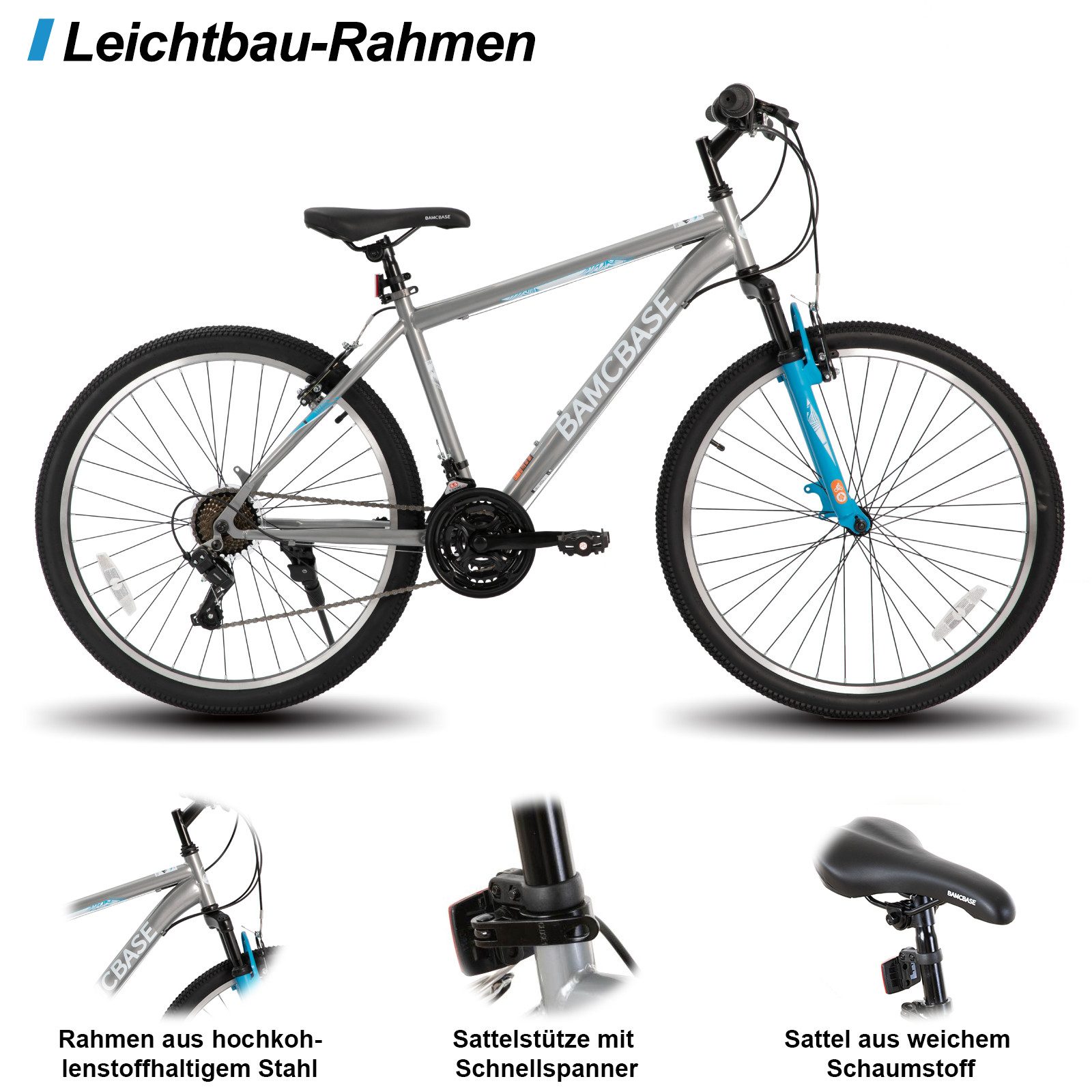 HILAND Mountainbike 26 27,5 29 Zoll bike MTB für Männer Frauen, Studenten-Pendlerfahrrad, mit V-Bremse, 21 Gang, Federgabel, Hochwertiger Rahmen,Kettenschaltung