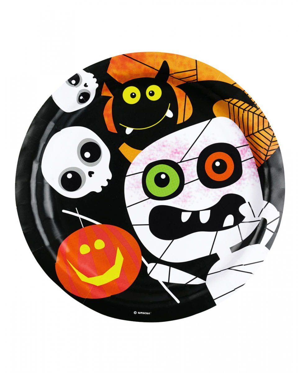 mit Horror-Shop Stüc 8 Dekofigur Motiv Halloweenparty Pappteller Monster