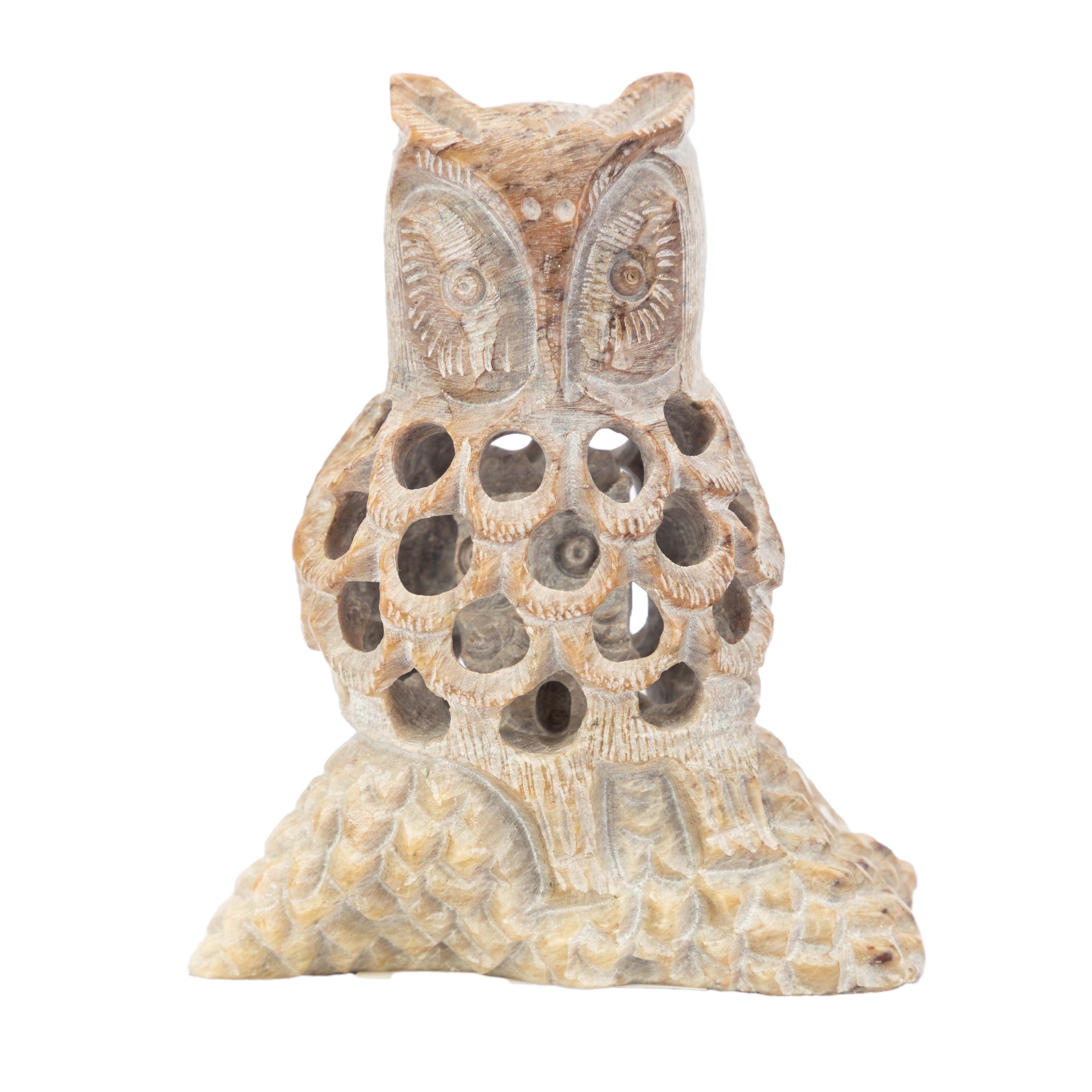 El Puente Tierfigur Deko-Figur "Eule mit Baby", Handmade, Fair Trade