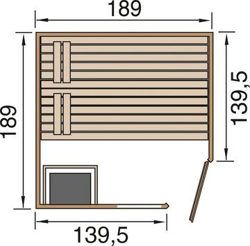 weka Sauna Valida Eck E 2, BxTxH: 189 x 189 x 203,5 cm, 38 mm, inkl. Ofen und digitaler Steuerung, GTF,OS 7,5 EOS