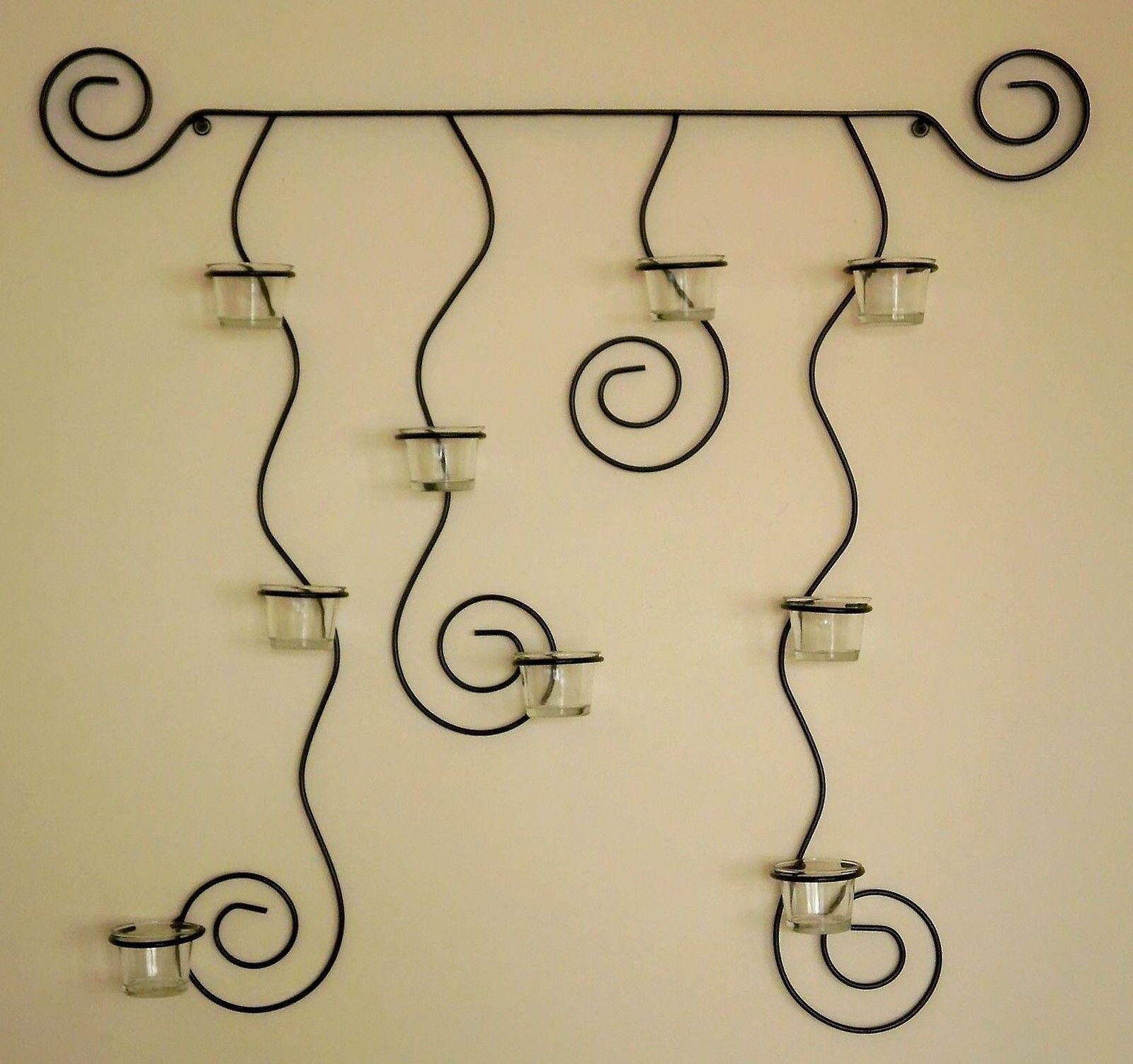 DanDiBo Teelichthalter Lysa Wandkerzenhalter Schwarz Metall 74 cm, Wandteelichthalter Kerzenhalter