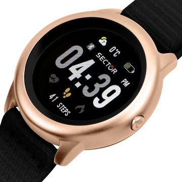 Sector Sector Herren Armbanduhr Smartwatch, Analog-Digitaluhr, Herren Smartwatch rund, groß (ca. 46mm), Nylonarmband schwarz, Sport