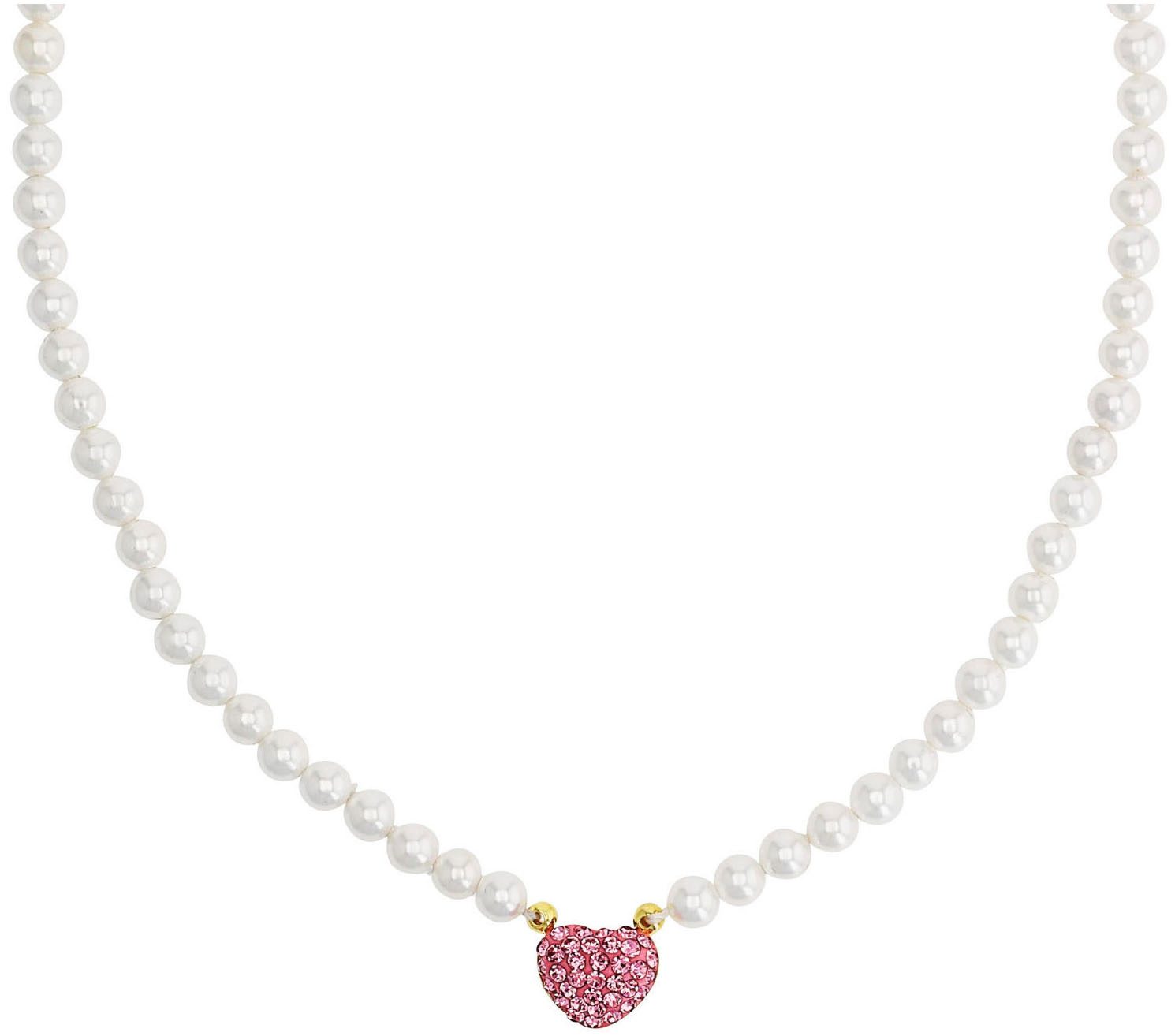 Amor Kette mit Anhänger Herz, Trachtenschmuck, Volksfest, mit Kristallglas - mit Muschelkernperle