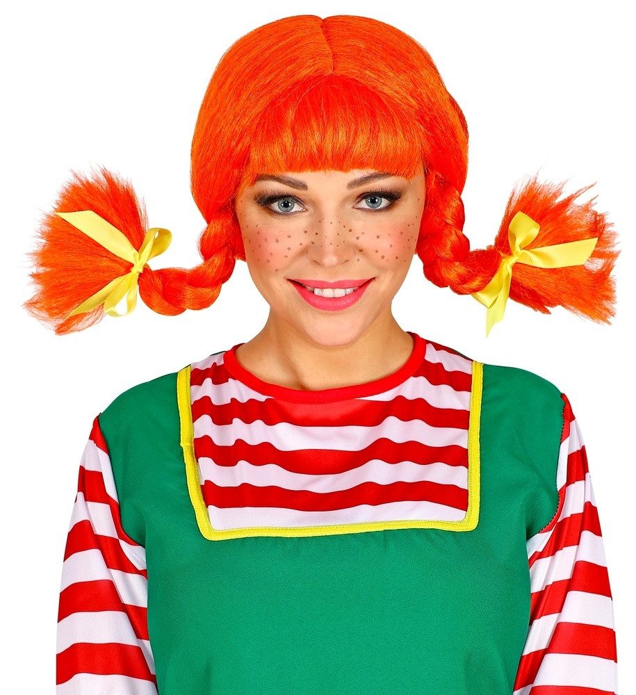 Widmann S.r.l. Kostüm-Perücke Lustiges Mädchen Perücke für Damen, Orange