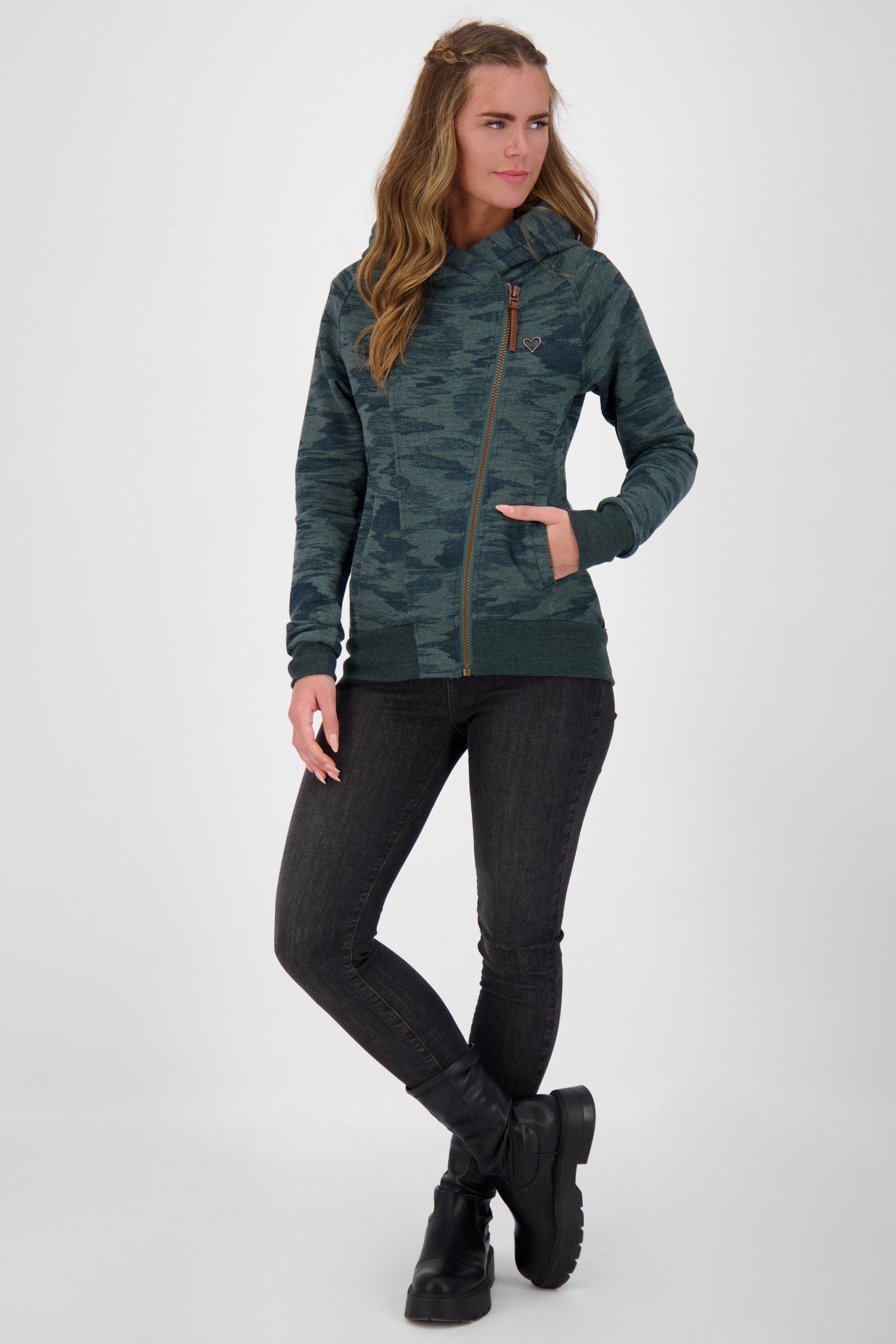 Damen SnakecharmerAK Alife Kapuzensweatjacke, forest Kickin & melange Sweatjacket Sweatjacke B dark Kapuzensweatjacke