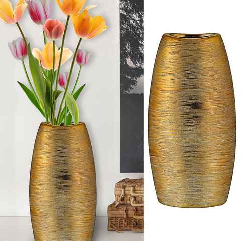 CEPEWA Dekovase Vase Gold Stein Blumenvase Blumen Pflanzen Deko