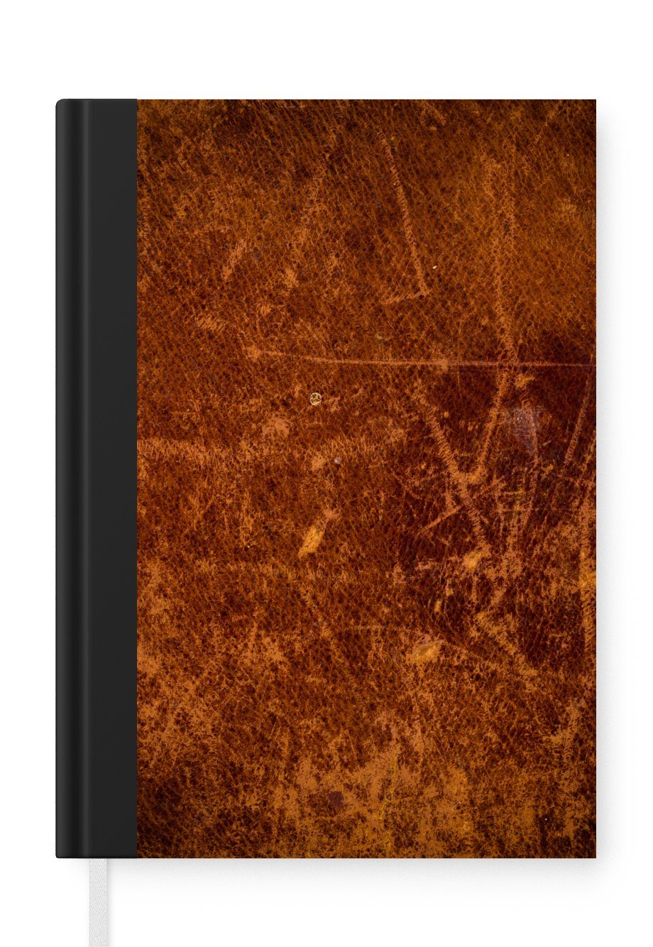 MuchoWow Notizbuch Leder - Lederoptik - Braun - Orange, Notebook, Notizblock a5, Tagebuch, Journal Liniert