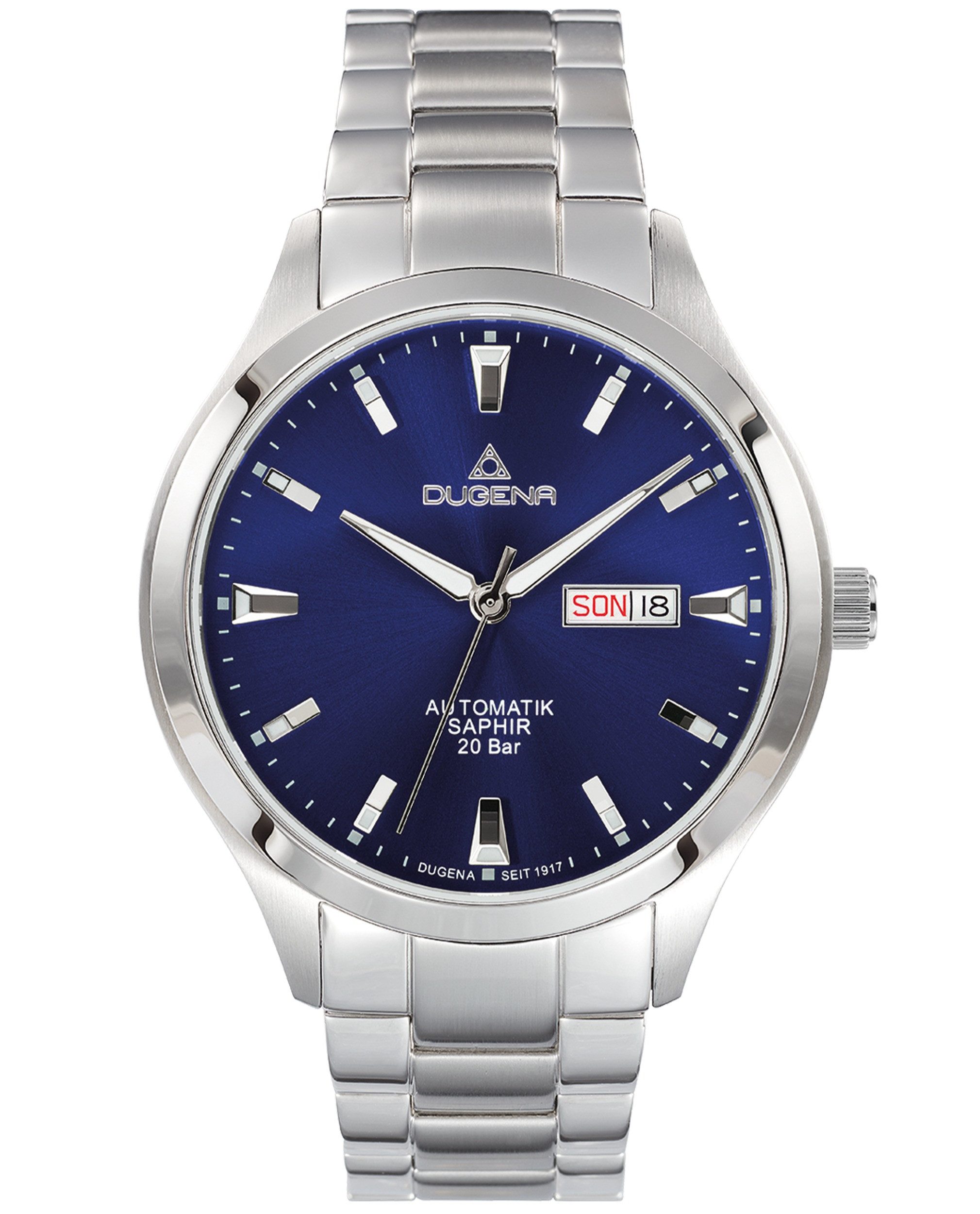 Dugena Automatikuhr Dugena Herren-Uhr Tresor Master Automatik Blau Edelstahl-Band 4460982