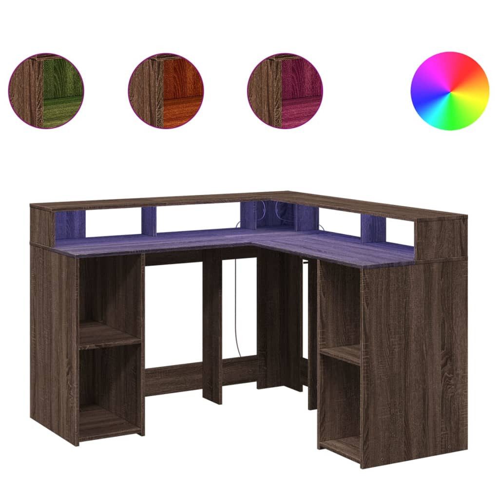 vidaXL Schreibtisch LED-Schreibtisch Braun Eichen-Optik 130x130x91 günstig online kaufen