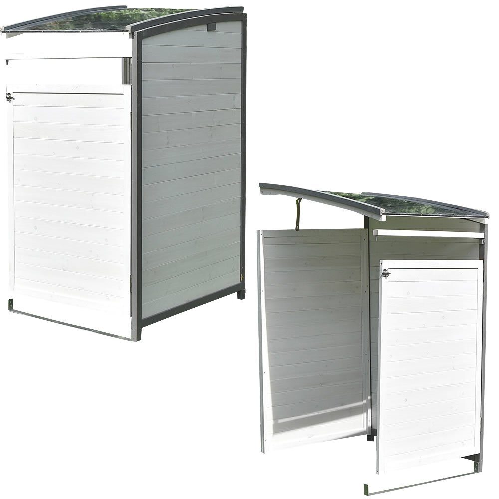 Feel2Home Mülltonnenbox Mülltonnenverkleidung Grau/Weiß Anbaubox 2x 120L oder 240L Gartenbox