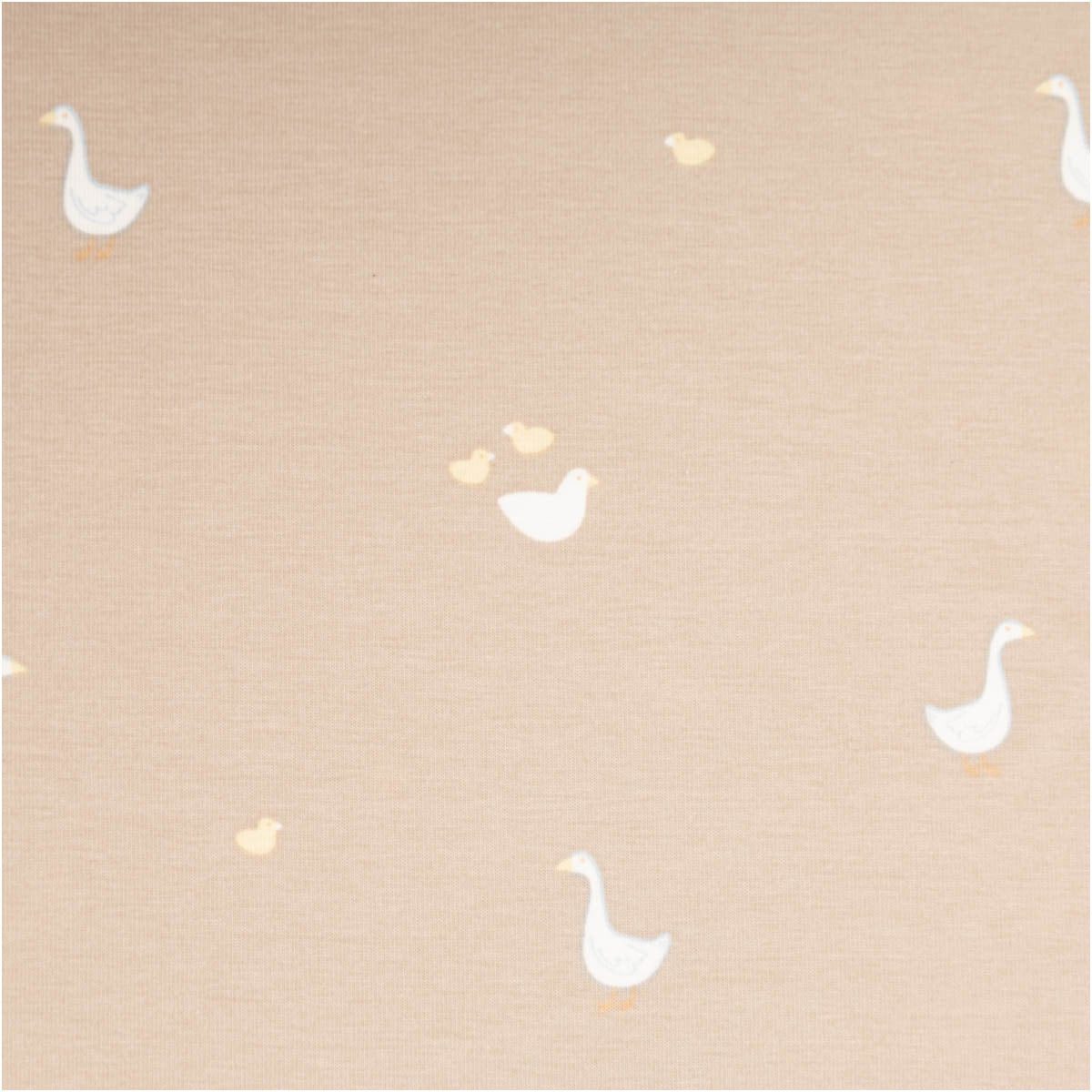 SCHÖNER LEBEN. Stoff Jersey Stoff Meterware Baumwolljersey Gänse sand weiß 145cm beige, allergikergeeignet