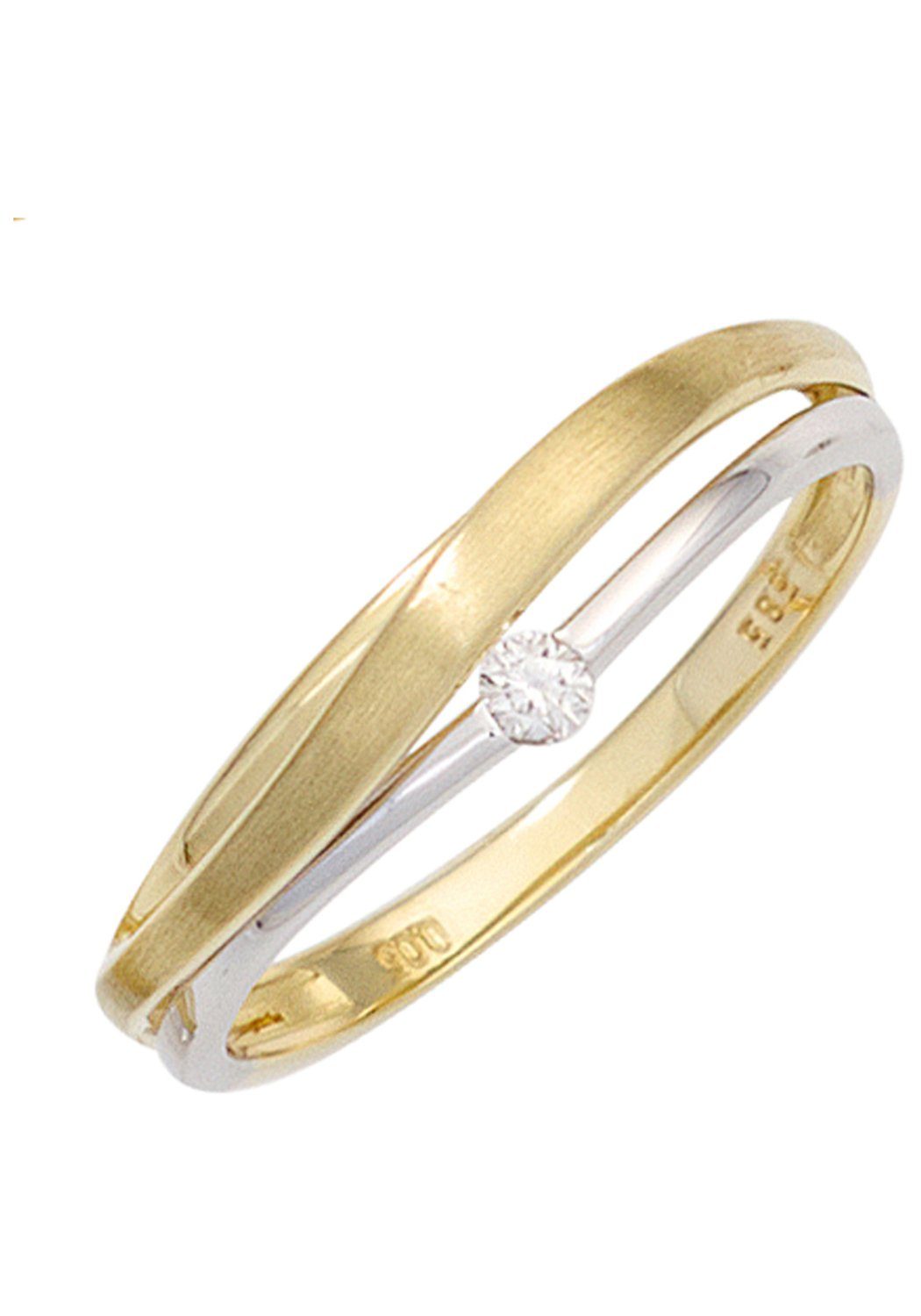 JOBO Diamantring, 585 Gold bicolor mit D...