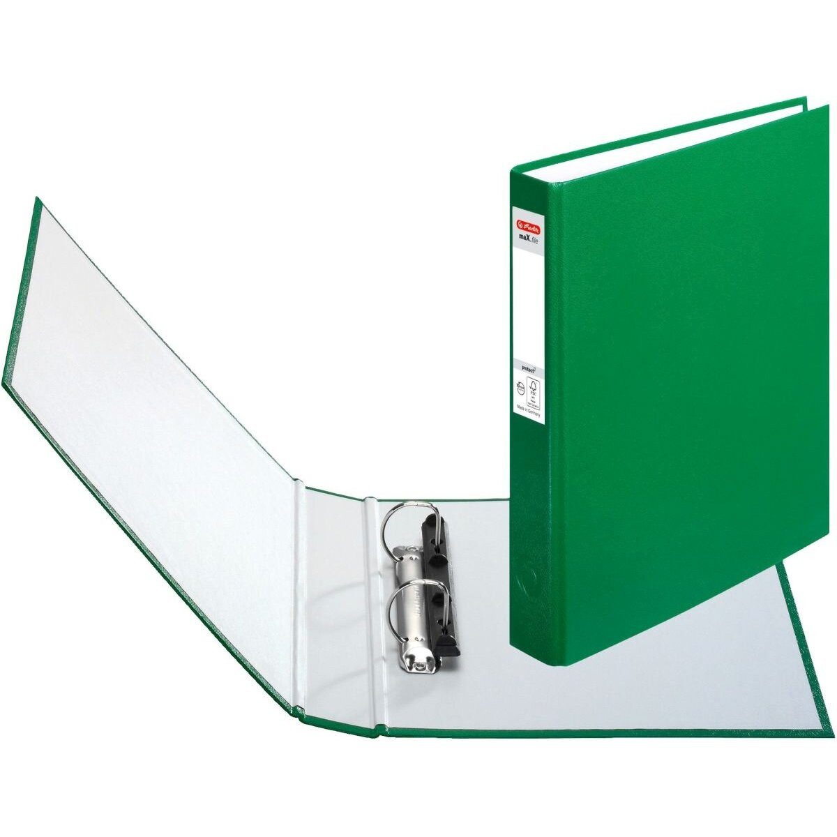 Herlitz Präsentationsordner Ringbuch protect 2 Ringe 25mm A5 grün maX.file