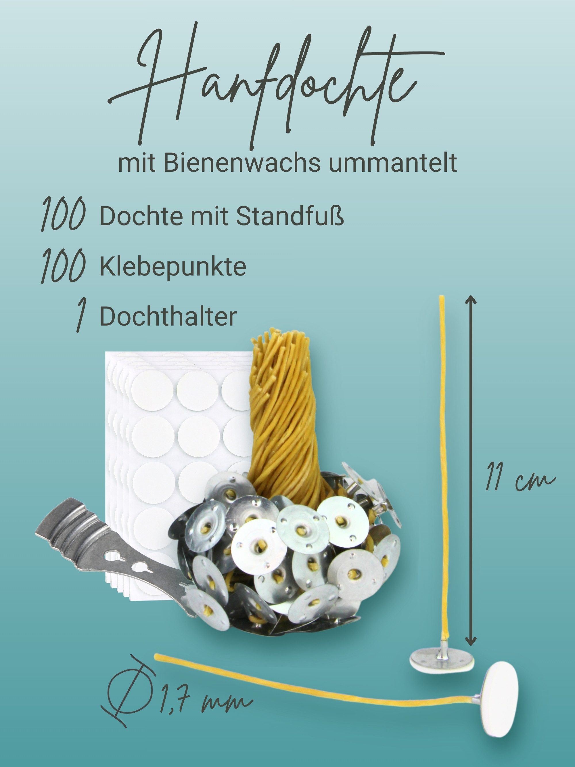 Wachsmann Bienenprodukte Bienenwachskerze 100 Kerzendochte (mit Metallfüßch günstig online kaufen