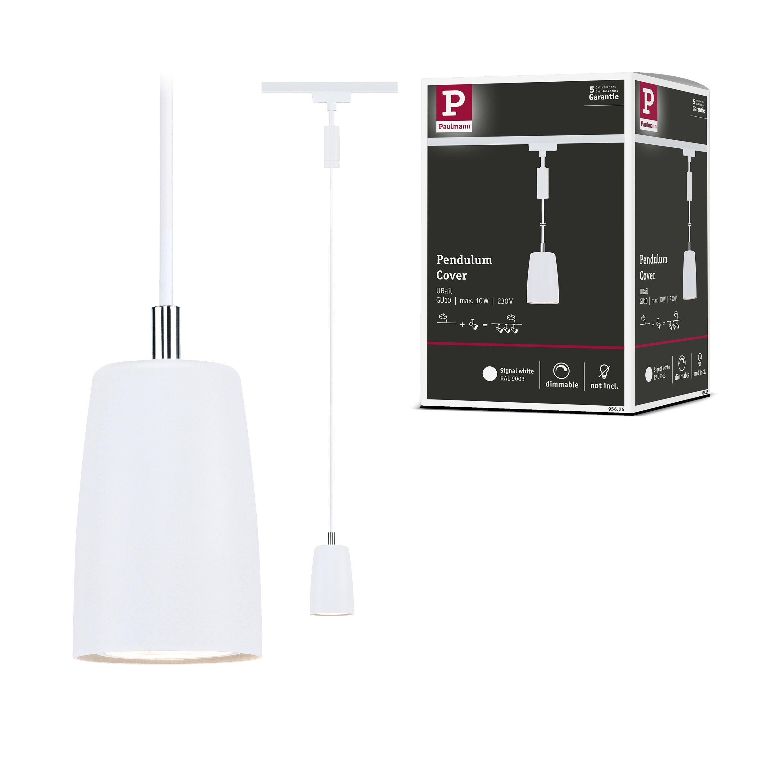 Paulmann Schienensystem-Leuchten URail Pendel Cover GU10 max. 10W dimmbar 230V Signalweiß