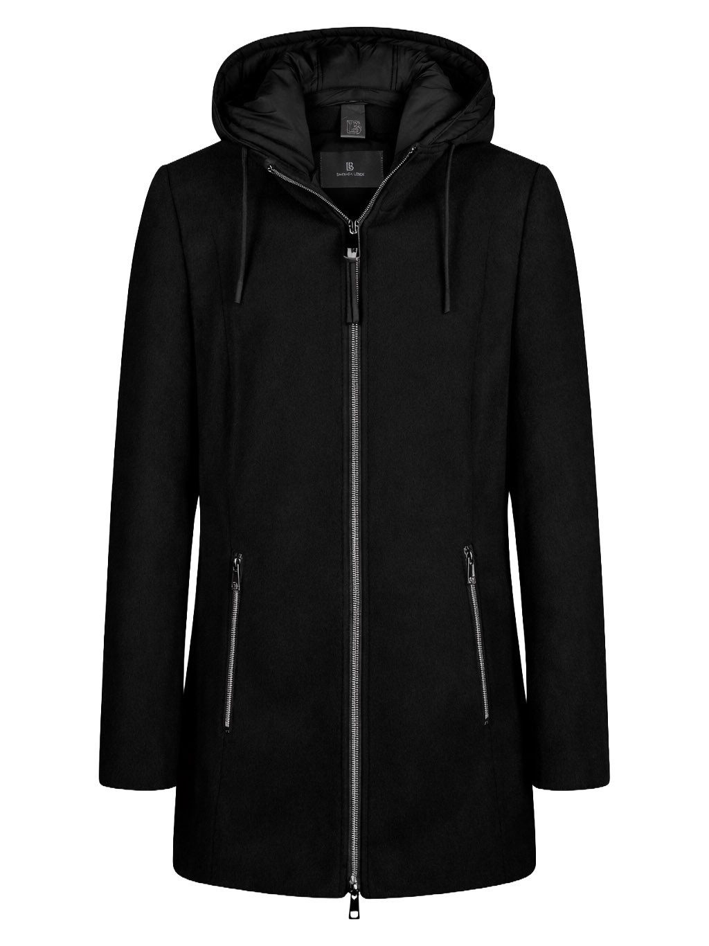 Barbara Lebek Wolljacke Damenmantel oder Wollmantel mit Kapuze in Beige